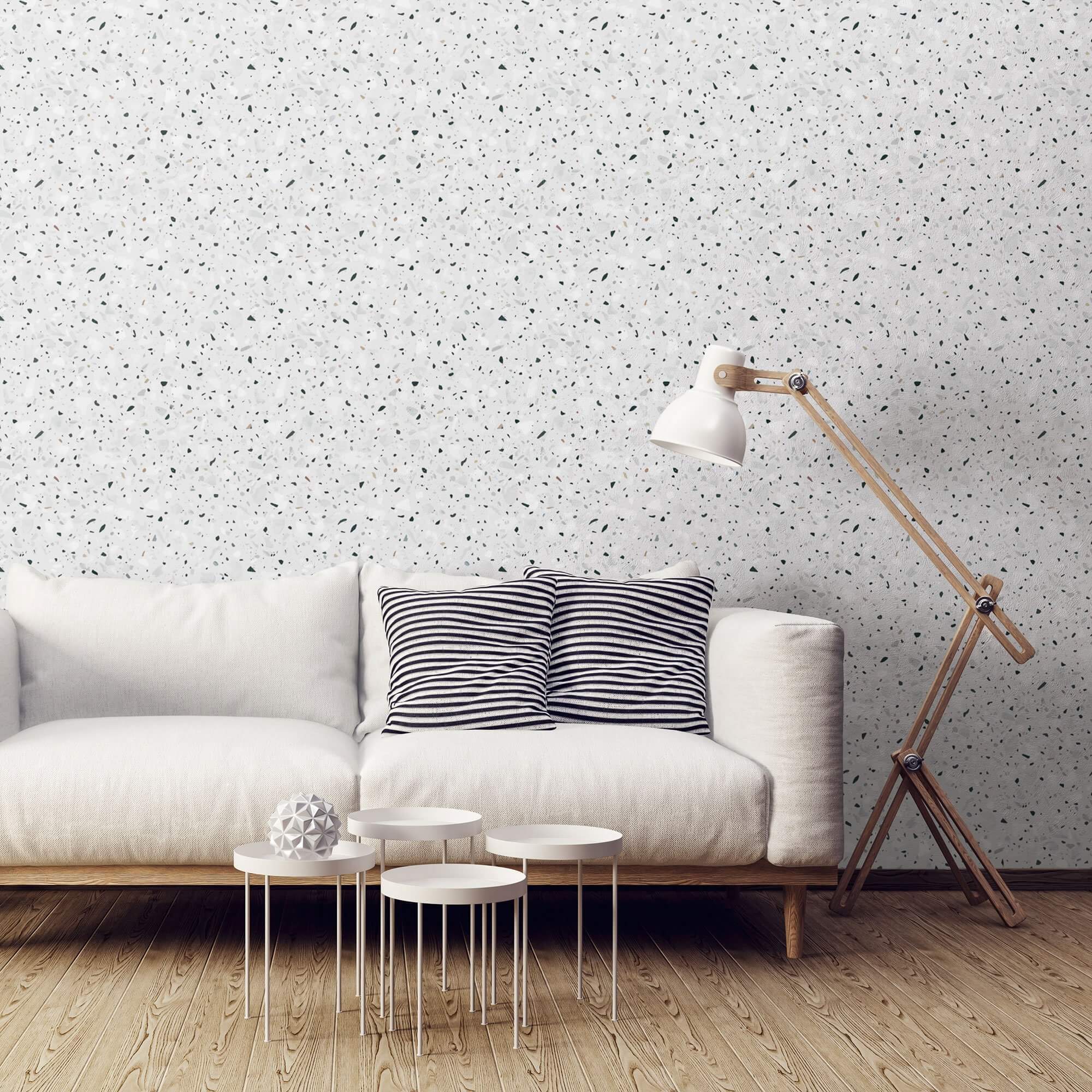 Gray Terrazzo Peel and Stick Removable Wallpaper - Self-Adhesive Decorative Wall Covering for Bedroom, Living Room, Kitchen & Office Decor