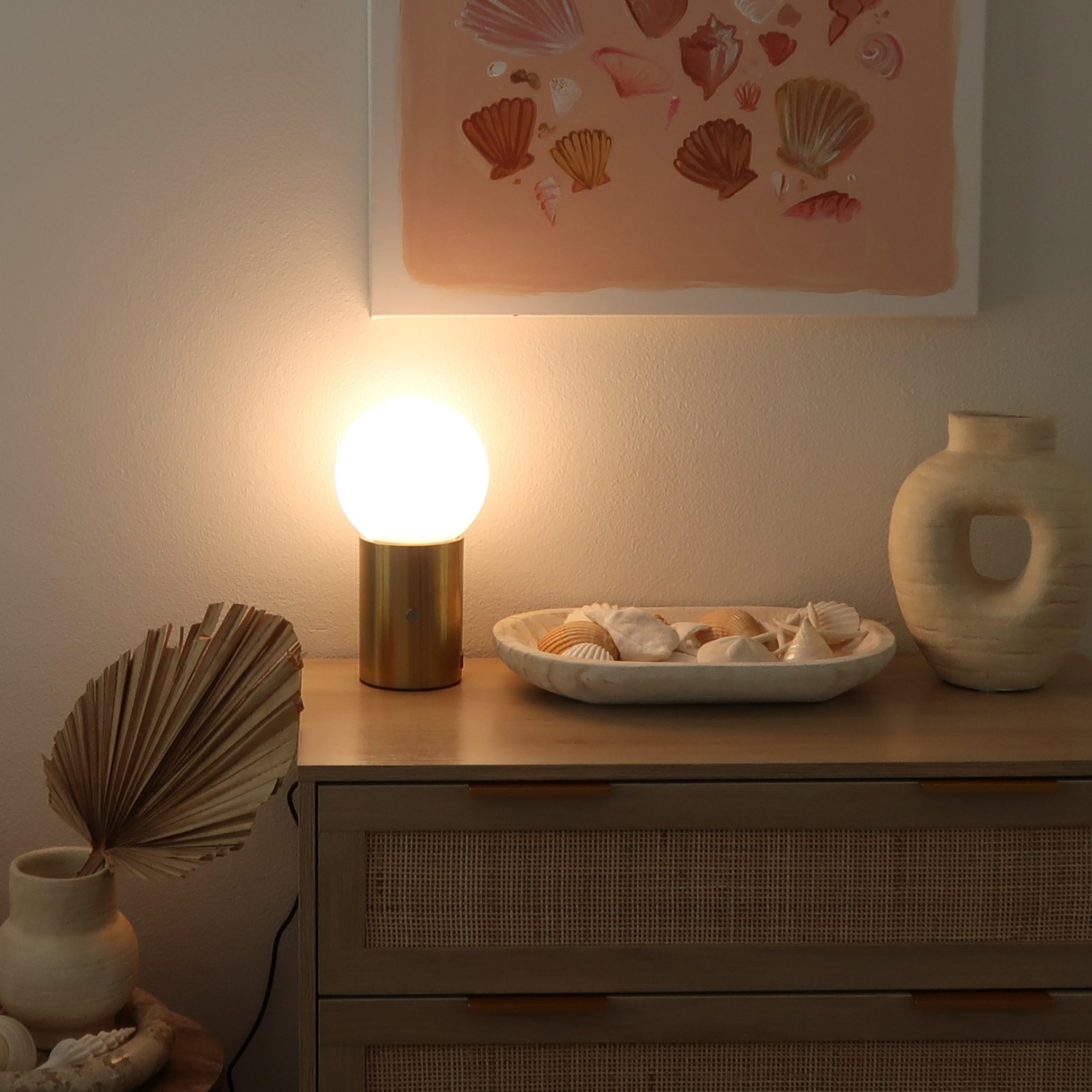 Brightech Kai LED Table Lamp with USB Port - Modern Desk Lamp for Bedroom, Living Room & Office - Adjustable Brightness, Brass Finish - Perfect for Reading, Working & Ambient Lighting