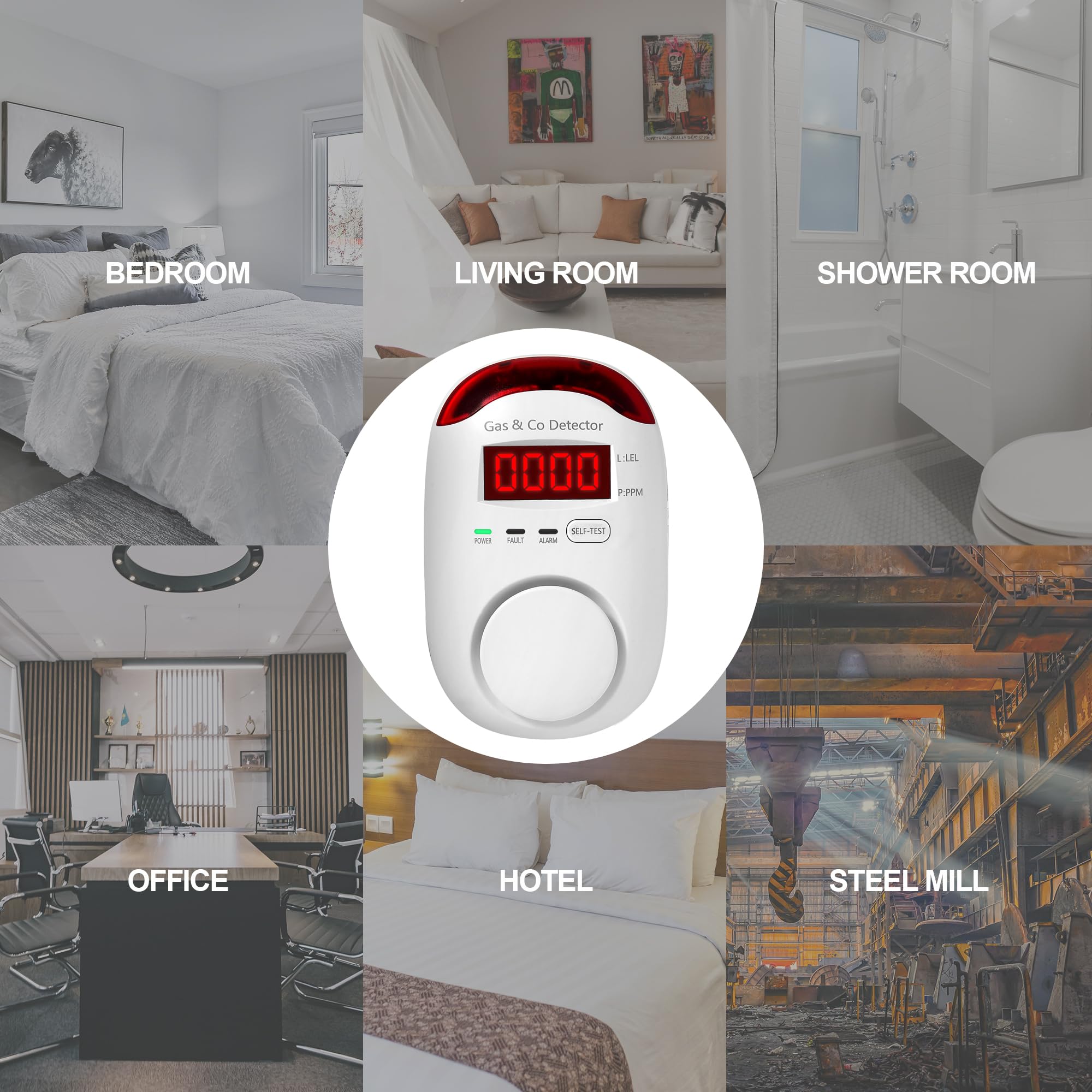 2-in-1 Plug-in Natural Gas & Carbon Monoxide Detector Alarm - CO, Propane, Methane & Explosive Gas Leak Detector for Home, RV, Kitchen, Garage - Easy Installation & Reliable Safety Protection