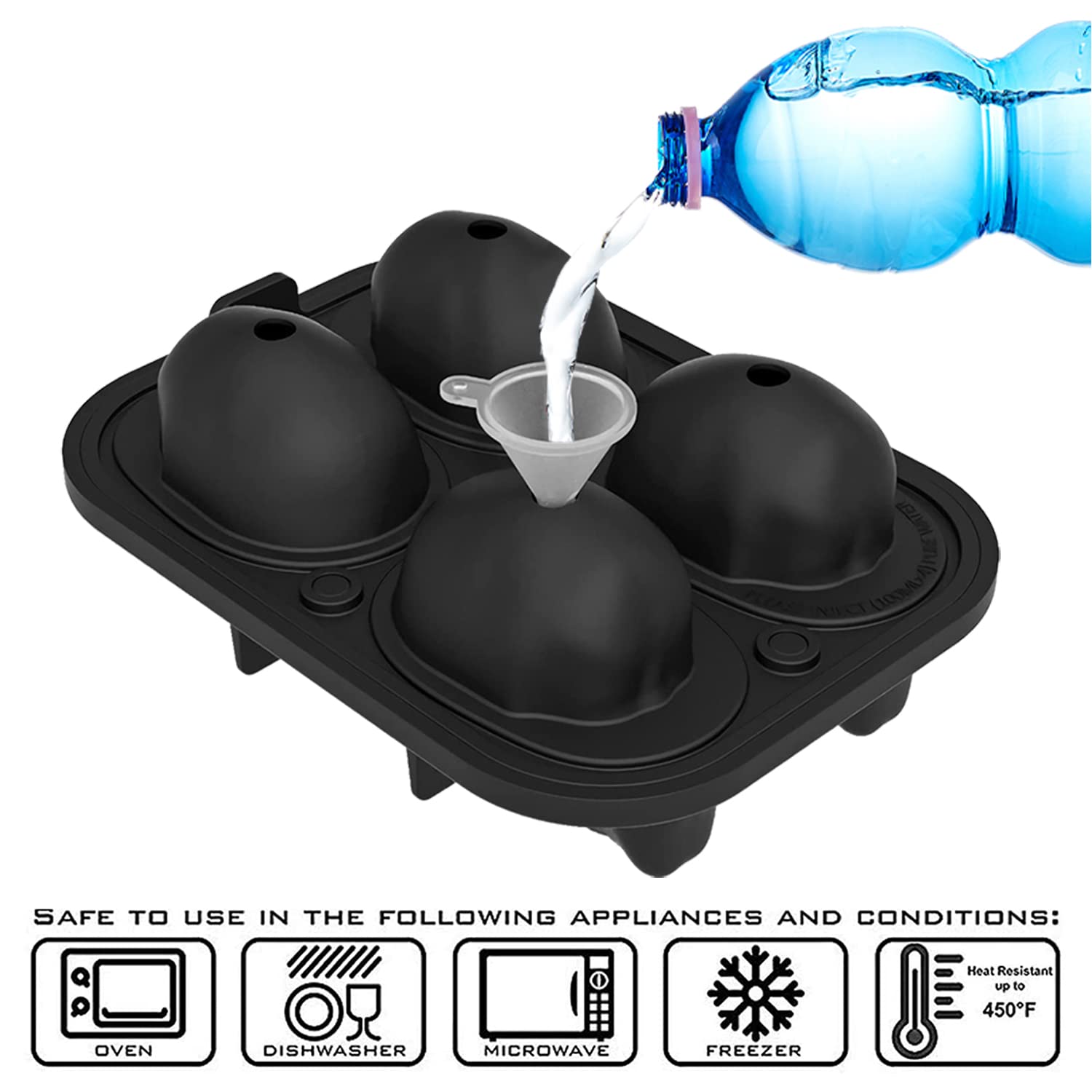 JETKONG Large Skull Ice Mold - 4 Cavity Silicone Ice Cube Tray for Whiskey, Bourbon, Cocktails & Juice - Perfect for Halloween Parties, Themed Drinks & Home Bars