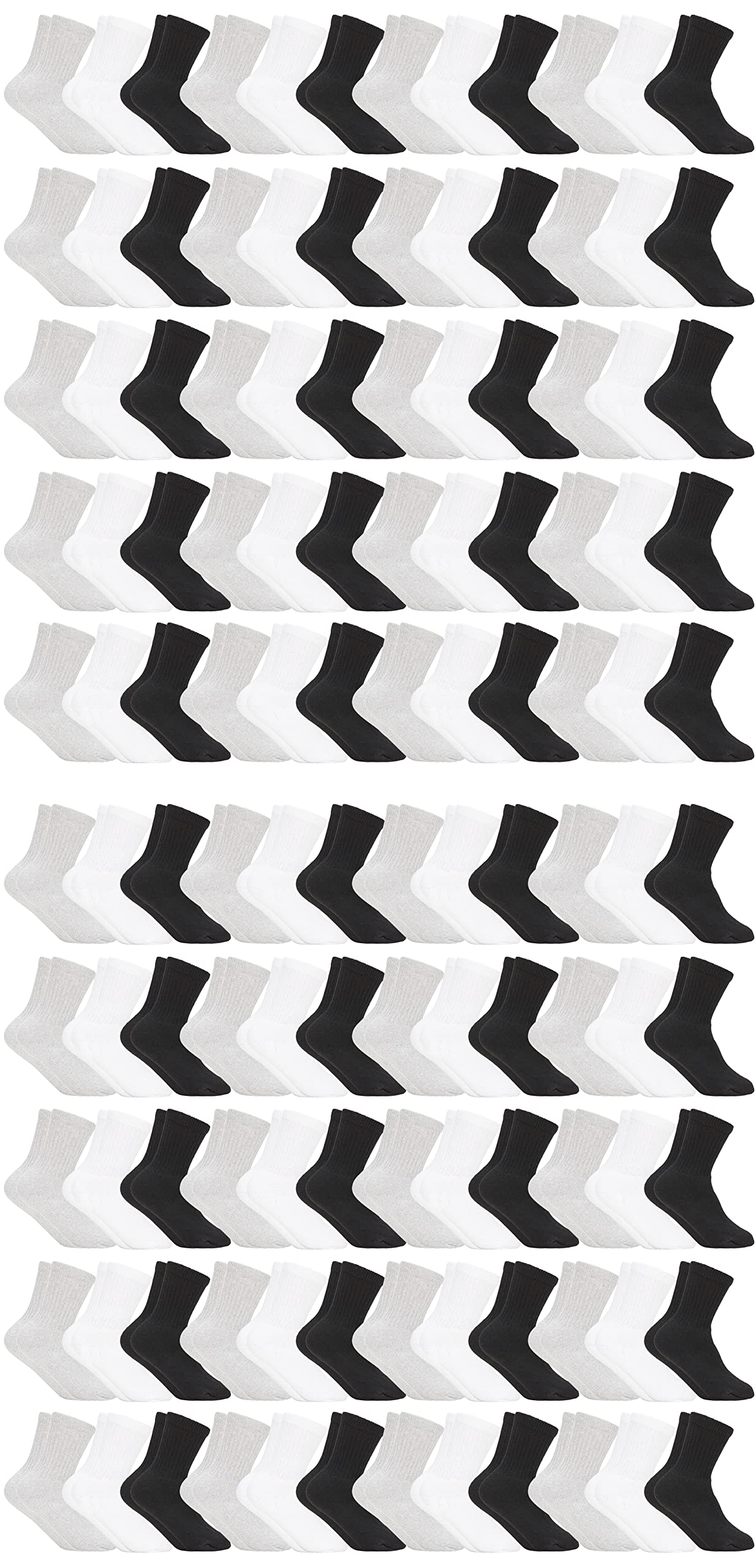 Wholesale Bulk Unisex Cotton Crew Socks for Kids Size 4-6 - Comfortable Sport Socks for School, Gym & Daily Wear