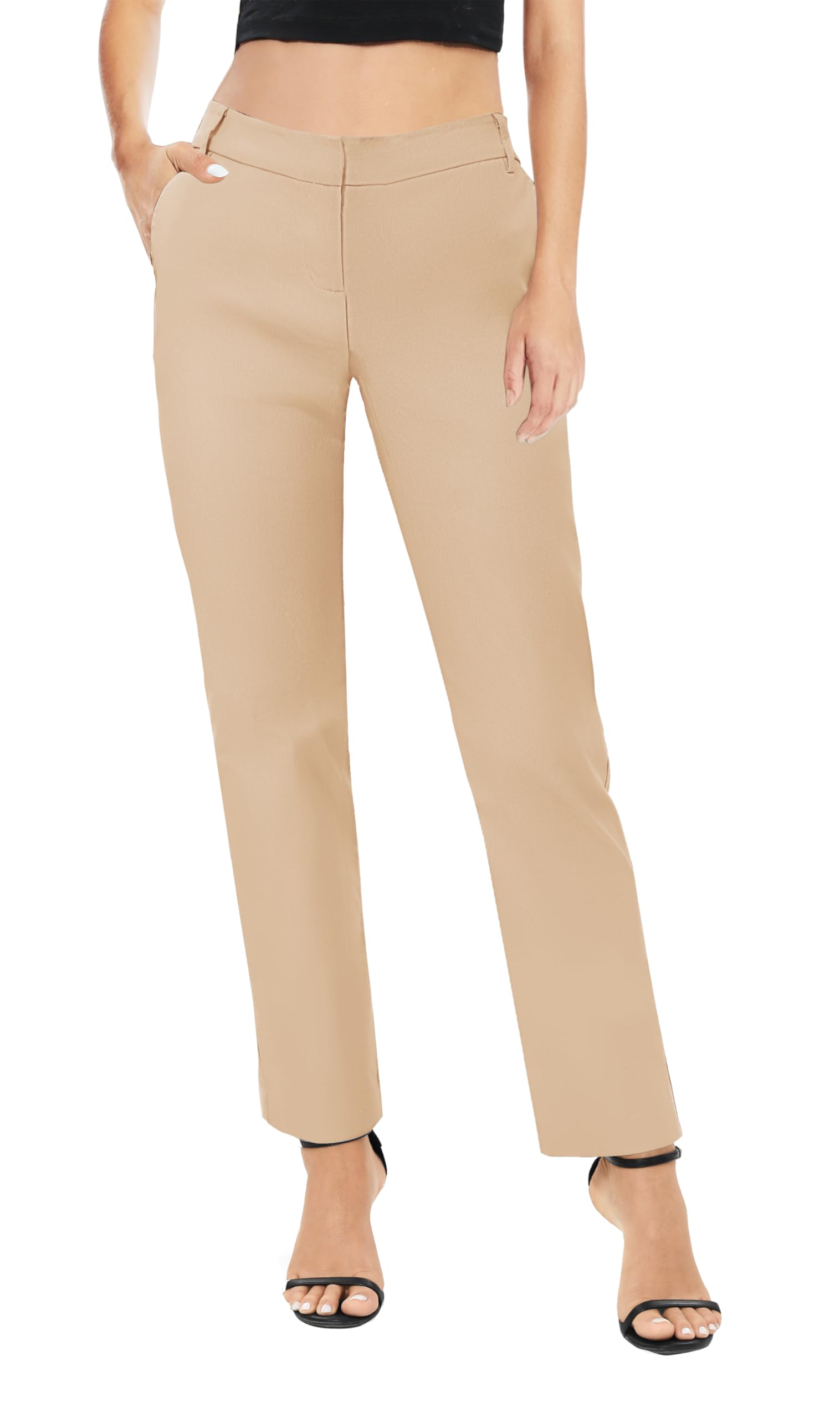 Urban CoCo Women's Stretch Waist Work Pants - Business Casual Office Trousers with Pockets for Professional Women | Perfect for Office, Meetings & Business Travel