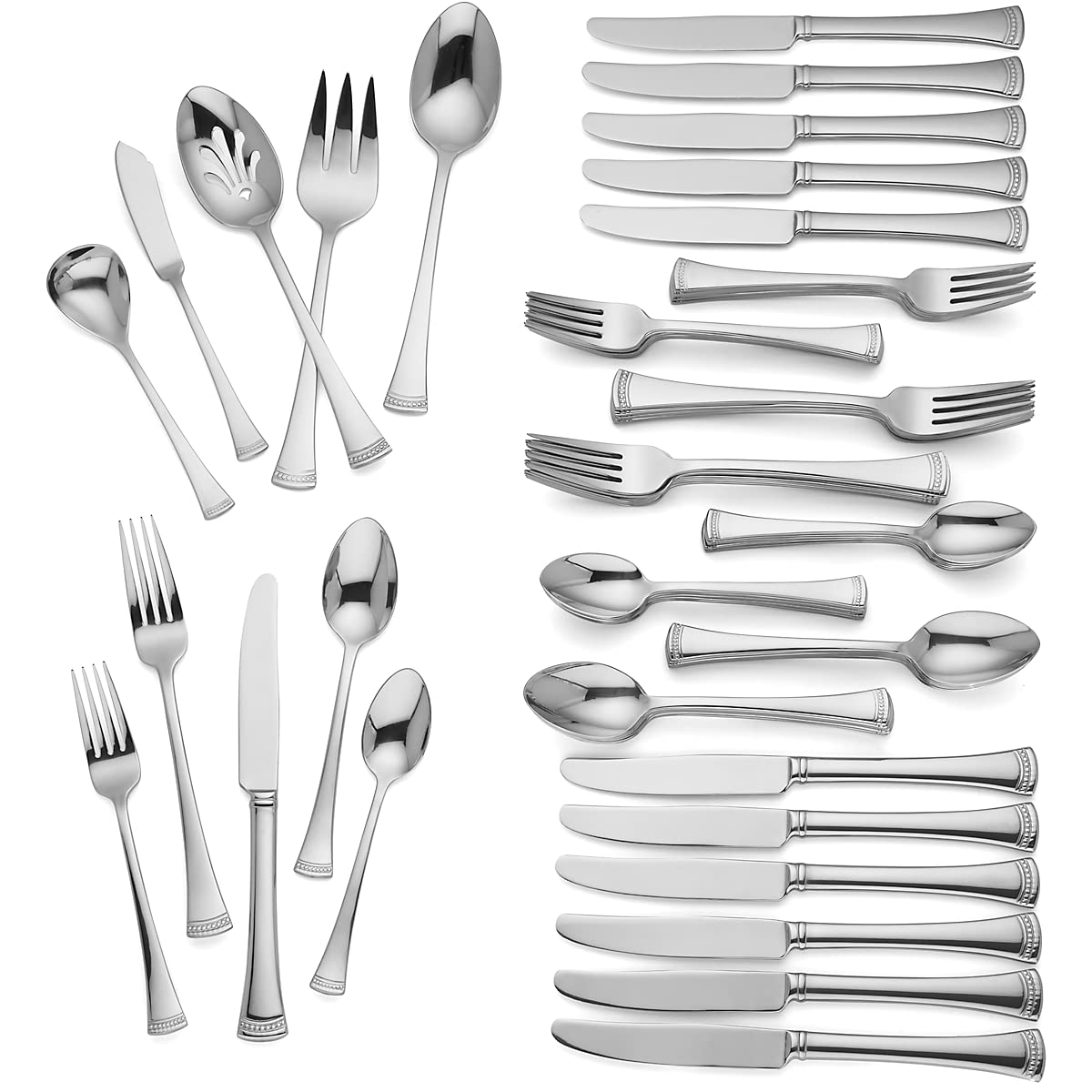 Lenox 815486 Portola 65-Piece Flatware Set - Stainless Steel Cutlery Set for 12, Elegant Dining Utensils for Home, Restaurant & Wedding Use