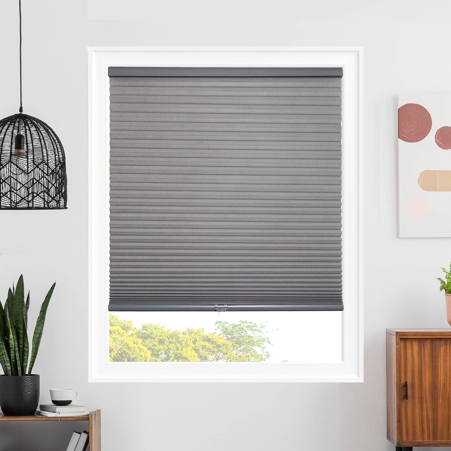 CHICOLOGY Cordless Cellular Shades for Windows - Light Filtering Montana Dark Grey (25.25