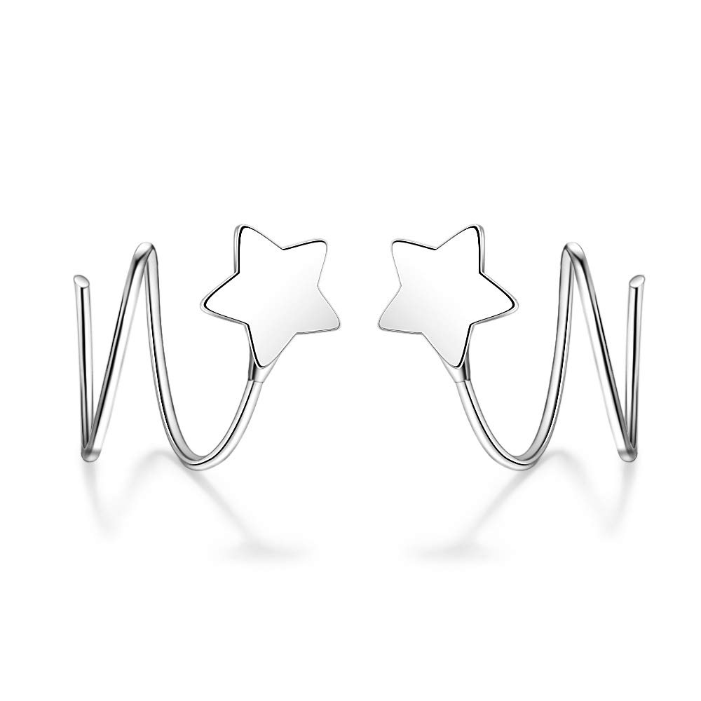 Hypoallergenic Sterling Silver Cartilage Ear Cuffs - Trendy Star Ear Wraps for Women & Teens | Perfect for Parties, Date Nights & Everyday Fashion