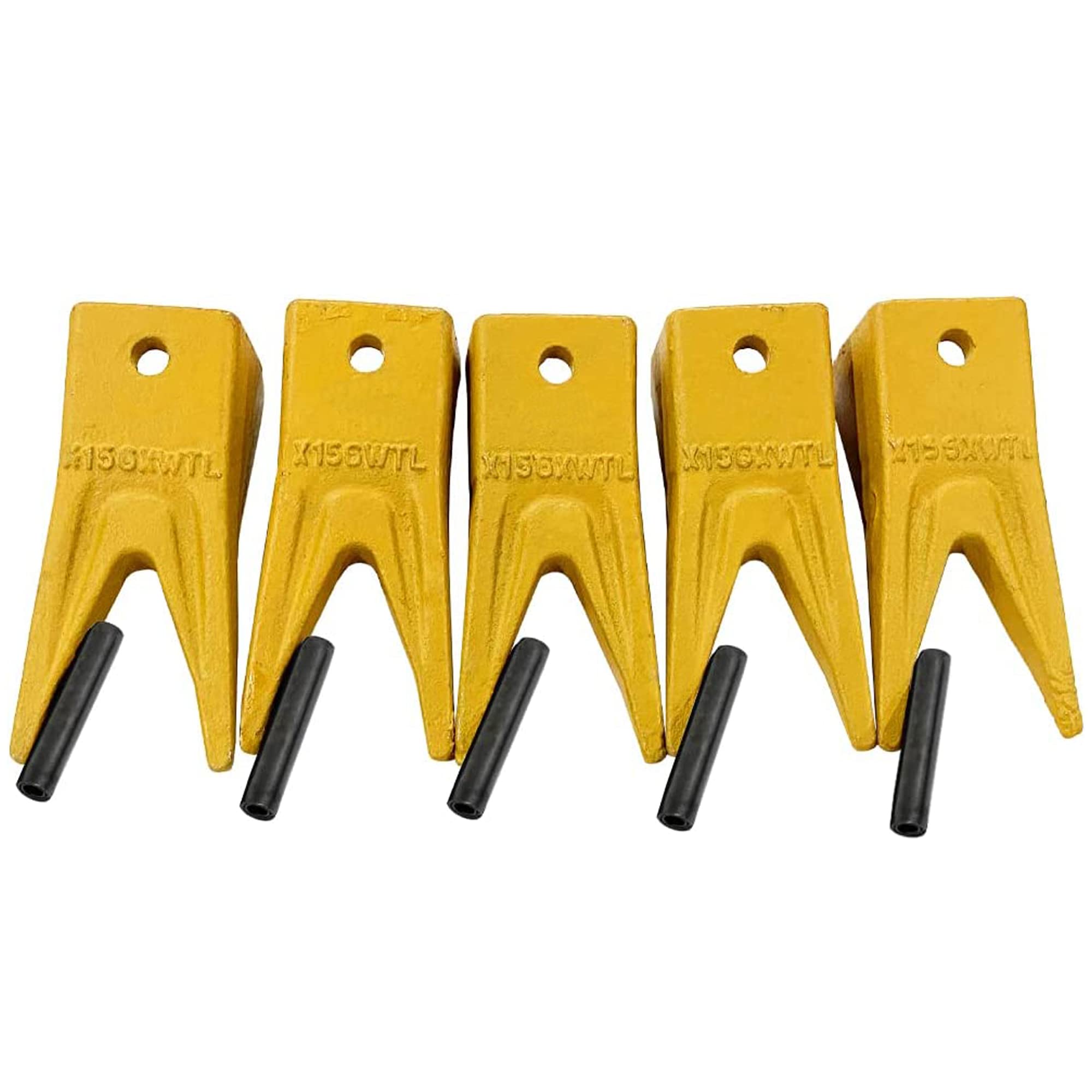 BDI Wear Parts X156WT Twin Tiger Hensley Style Bucket Teeth - 5 Pack with Flex Pins & Weld On Adapter | Heavy Duty Excavator Bucket Teeth for Construction, Mining & Digging Equipment