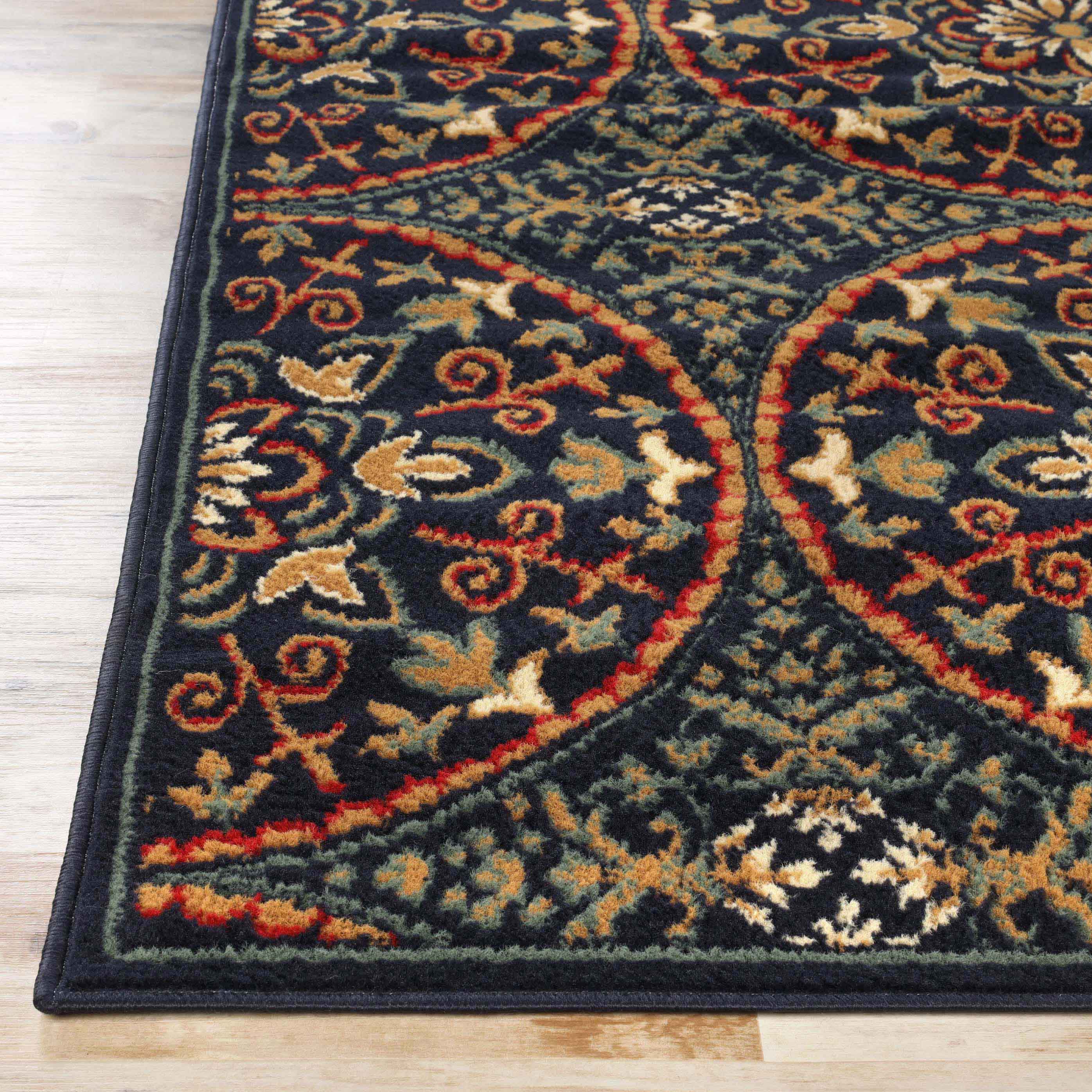 Elegant Medallion Traditional Indoor Area Rug - Non-Slip Persian Style Carpet for Living Room, Bedroom, Dining Room Decor