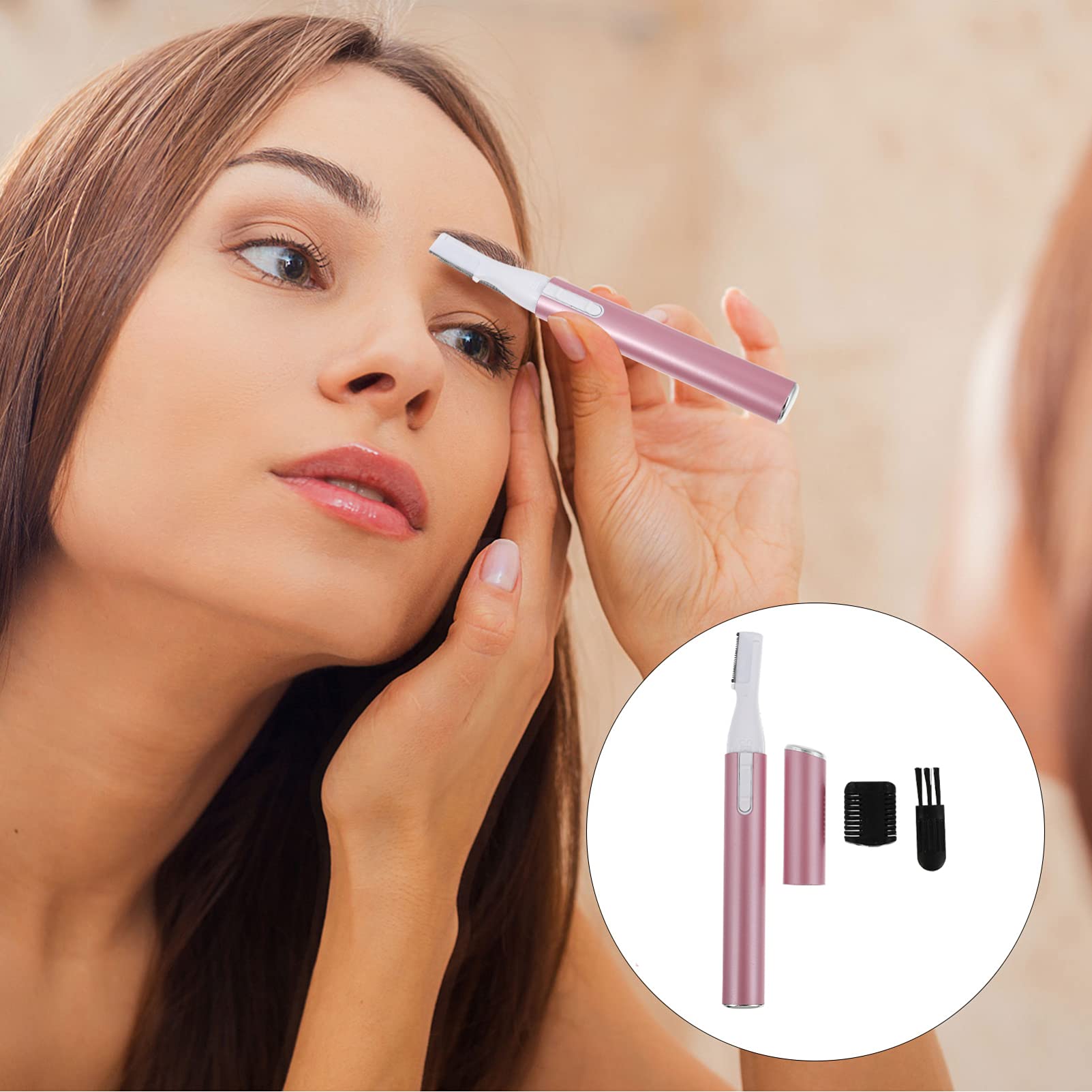 FOMIYES Electric Eyebrow Trimmer & Body Hair Shaver - Rechargeable Mini Grooming Tool for Eyebrows, Face & Body Hair Removal - Portable Pink Aluminum Trimmer for Travel, Home & Salon Use