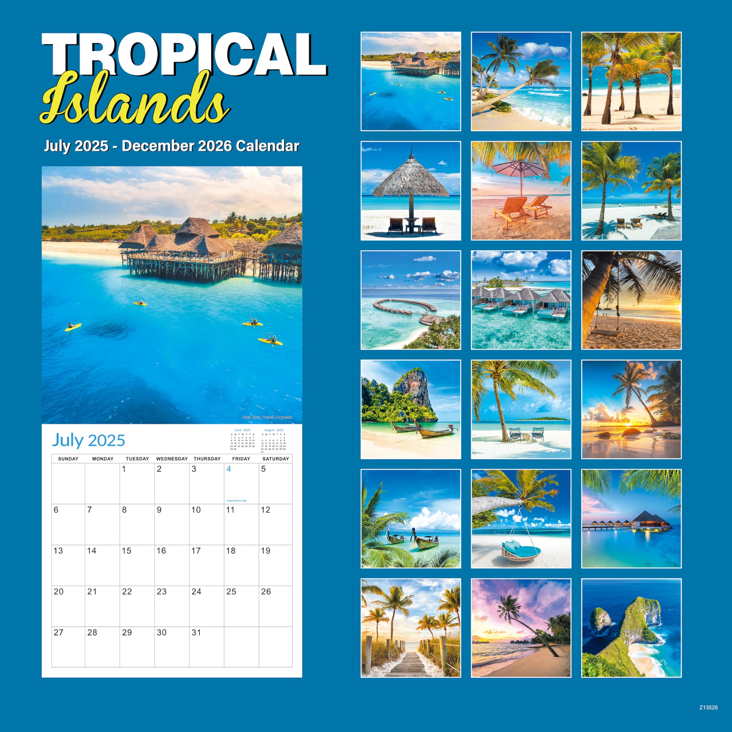 2025-2026 Wall Calendar - 18 Month Planner from July 2025 to December 2026 | 12x24 Inch Open Size | Large Daily Blocks & Holiday Tabs | Beautiful Island Scenery | Perfect for Home, Office & School Organization