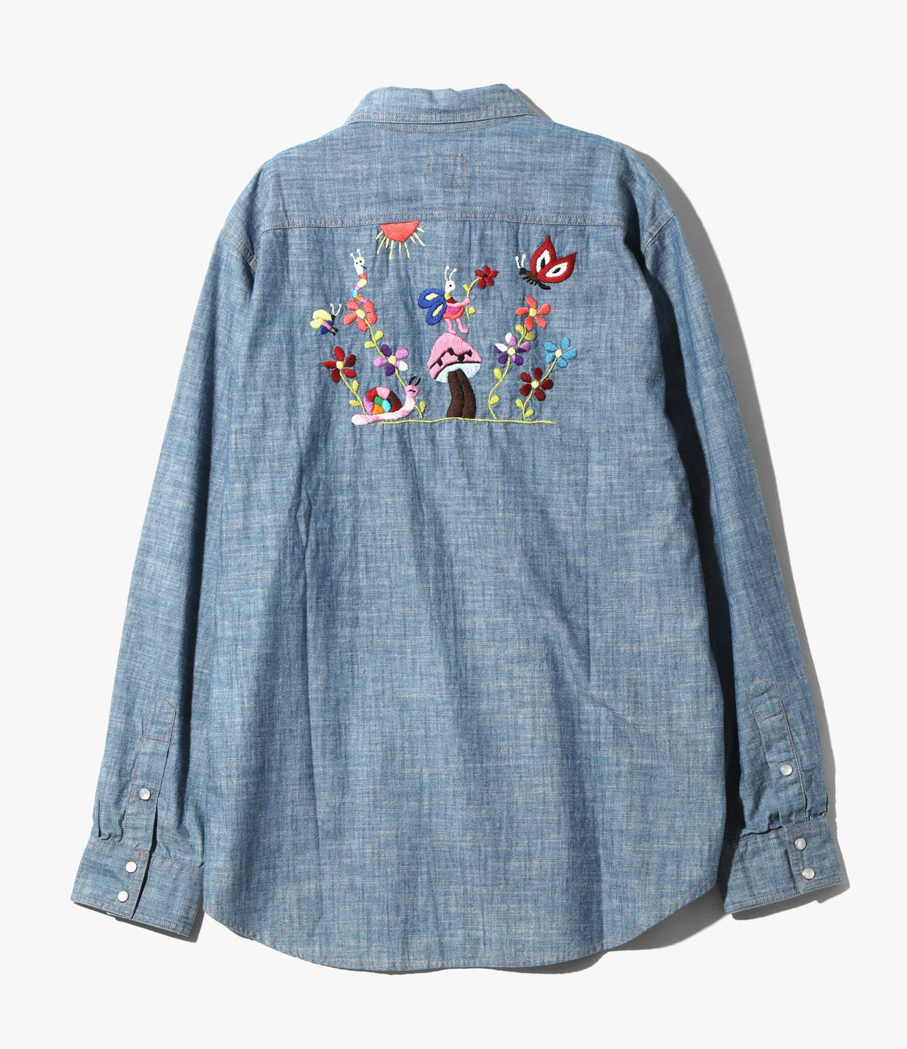Premium Cotton Chambray Western Shirt with Indian Embroidery - Blue | Stylish Casual Wear for Men & Women | Perfect for Outdoors, Parties & Everyday Fashion