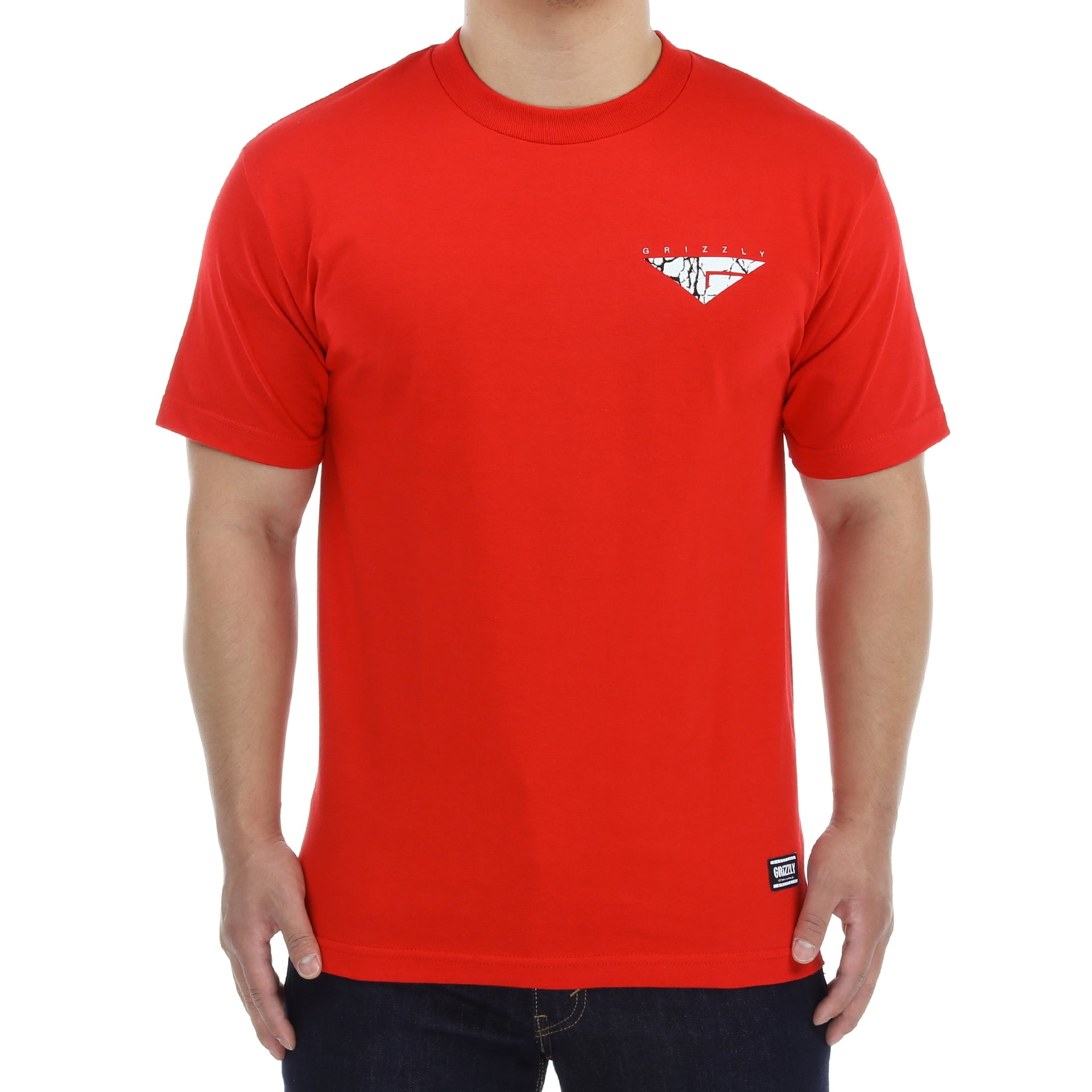 Grizzly Cement Tee - Red Cotton T-Shirt for Men | Comfortable Casual Wear for Street Style & Everyday Outfits