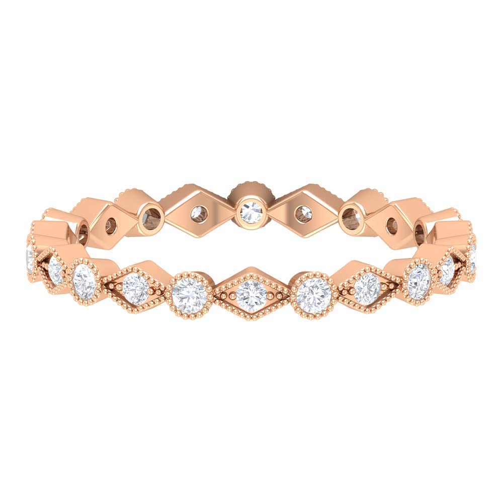 3/4 CT Moissanite Full Eternity Ring - 14K Solid Gold Beaded Wedding Band for Women, Anniversary Gift, Bridal Jewelry - Perfect for Engagement, Proposal & Special Occasions