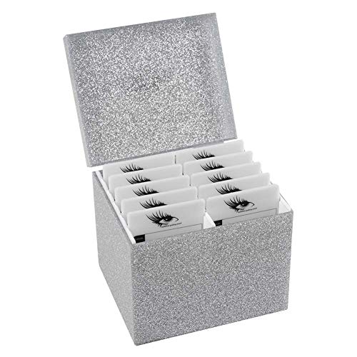 10-Layer Eyelash Extension Storage Box with Glue Pallet - False Eyelash Display Case & Makeup Organizer for Professional Lash Artists (Silver) - Perfect for Salon, Home Use & Travel Lash Kit Organization