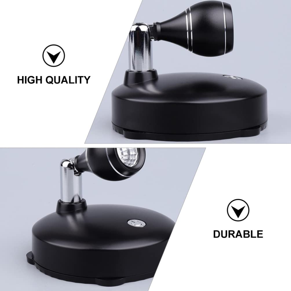 Uonlytech Rechargeable Wireless Spotlight - Battery Operated Rotating Accent Light for Paintings, Pictures & Wall Decor (Black) - Indoor/Outdoor Use for Home, Gallery & Event Lighting