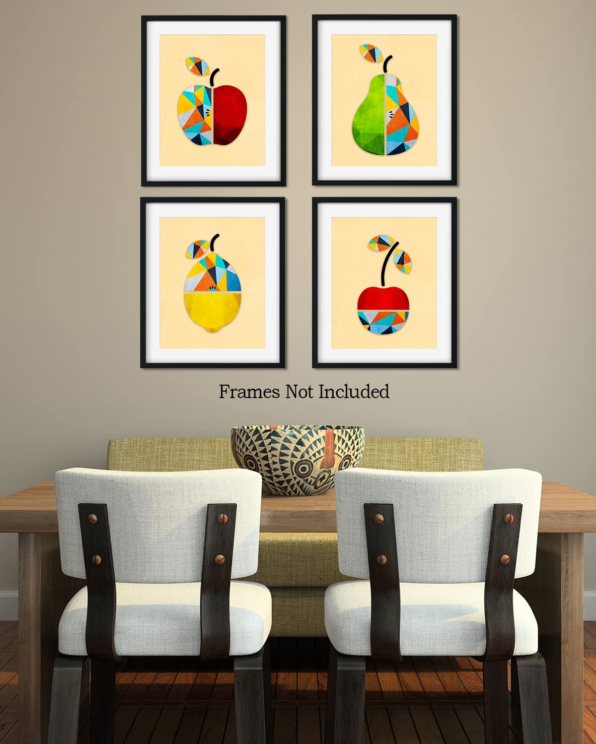 Modern Fruit Geometric Wall Art - Boho Kitchen & Dining Decor for Home