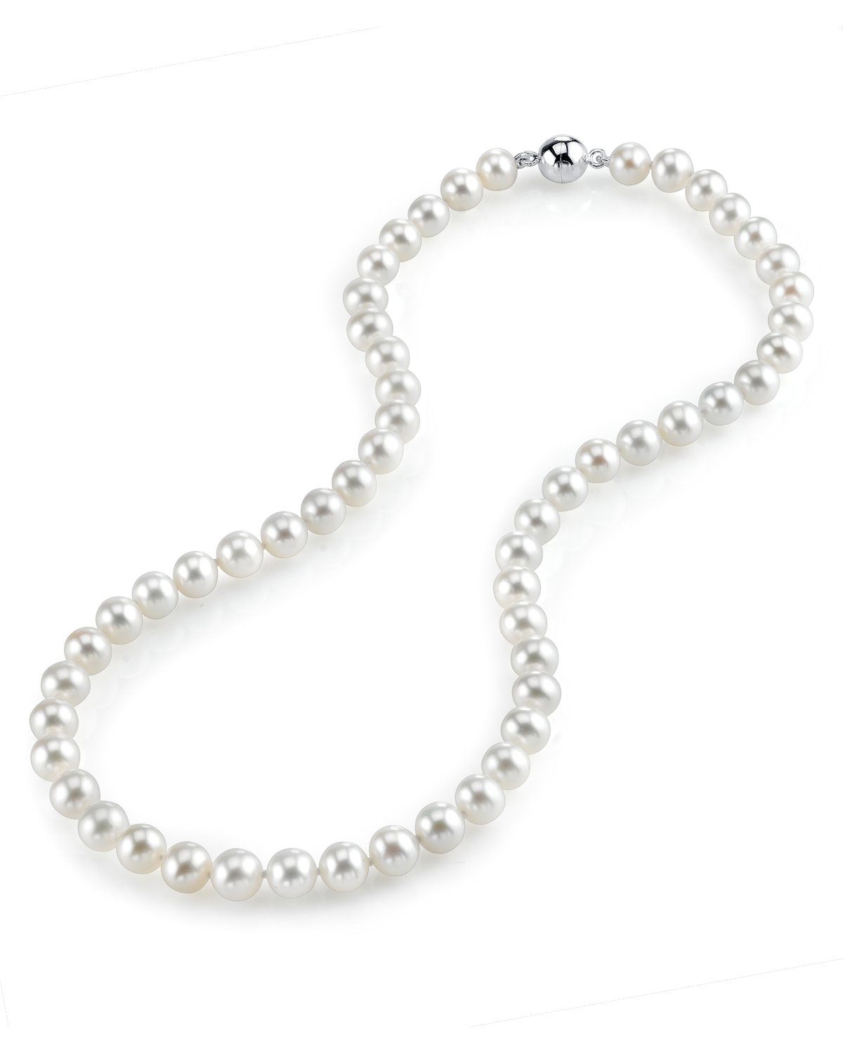 AAAA Quality Round White Freshwater Cultured Pearl Necklace for Women with Secure Magnetic Clasp - Elegant Jewelry Gift for Brides, Anniversaries & Special Occasions