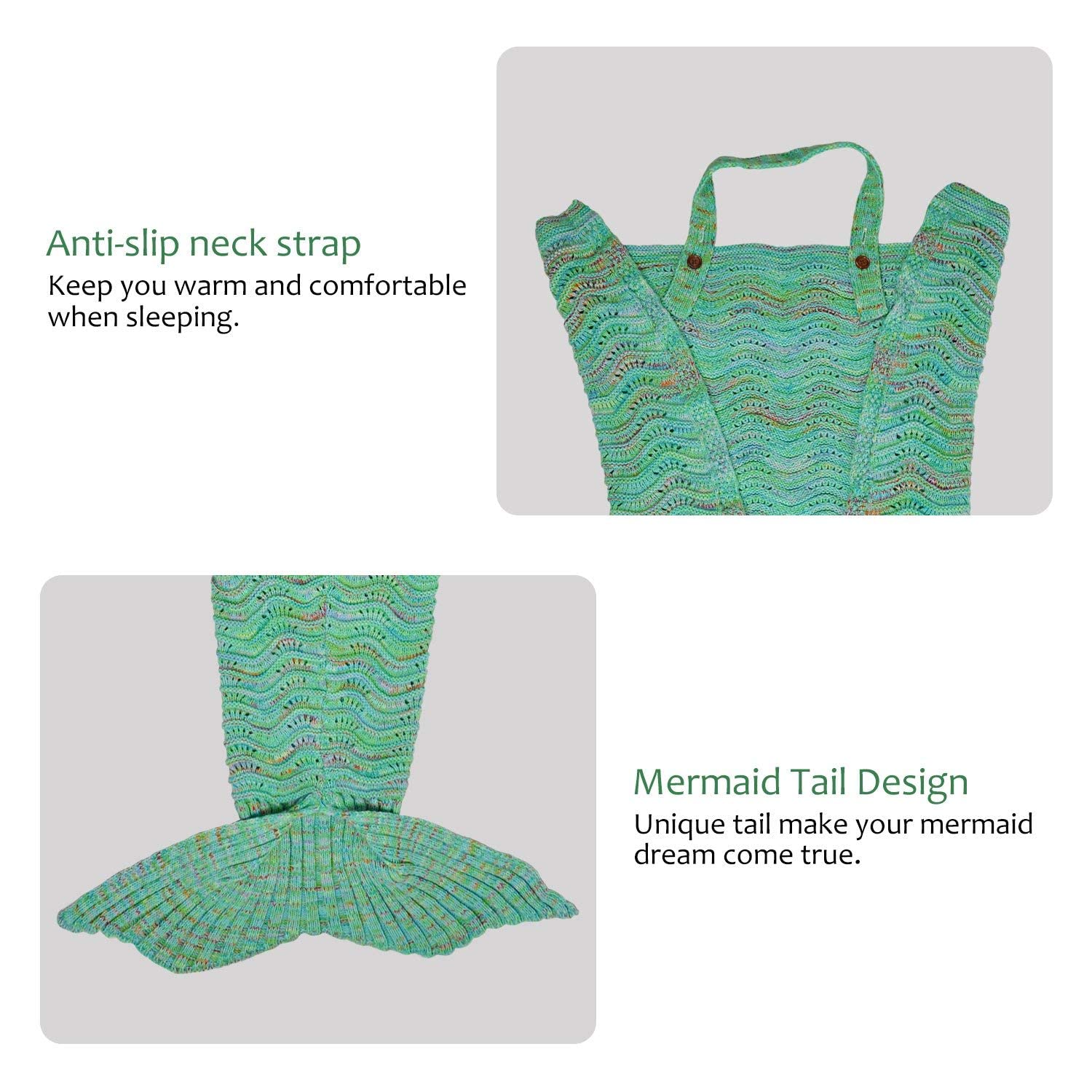 Mermaid Tail Blanket for Women & Teens - Soft Cozy Blue Green Sequin Scale Design - Perfect for Bedroom, Lounge, Movie Nights & Photo Shoots