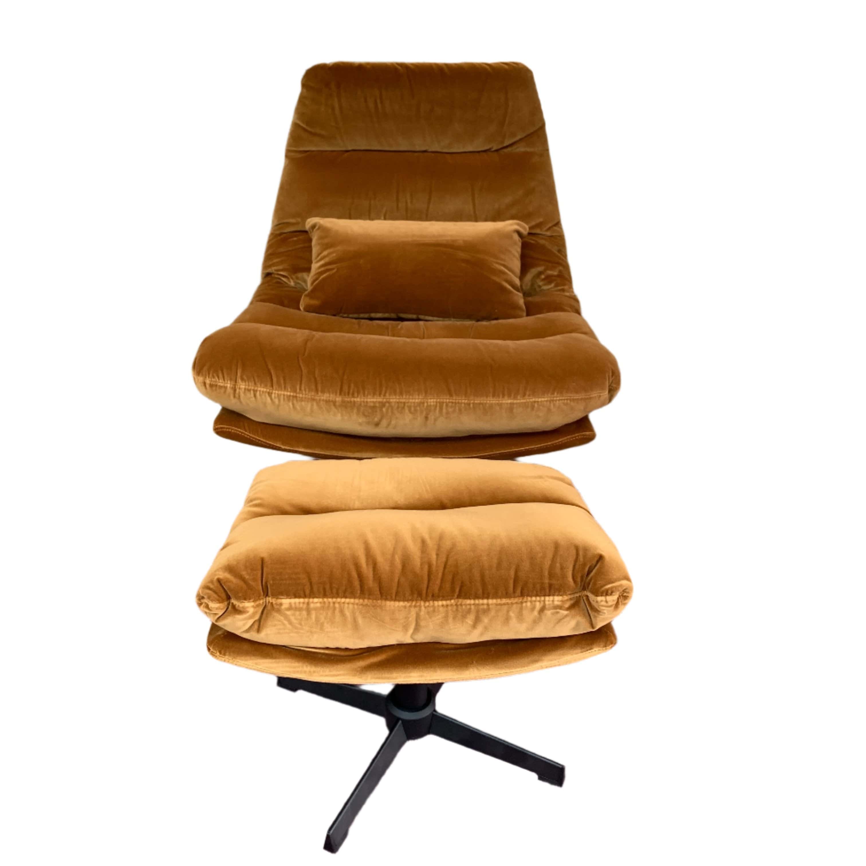 Wilmington Camel Swivel Chair & Ottoman Set - Modern Living Room Accent Chair with Footrest - Perfect for Home Office, Lounge, and Reading Nook