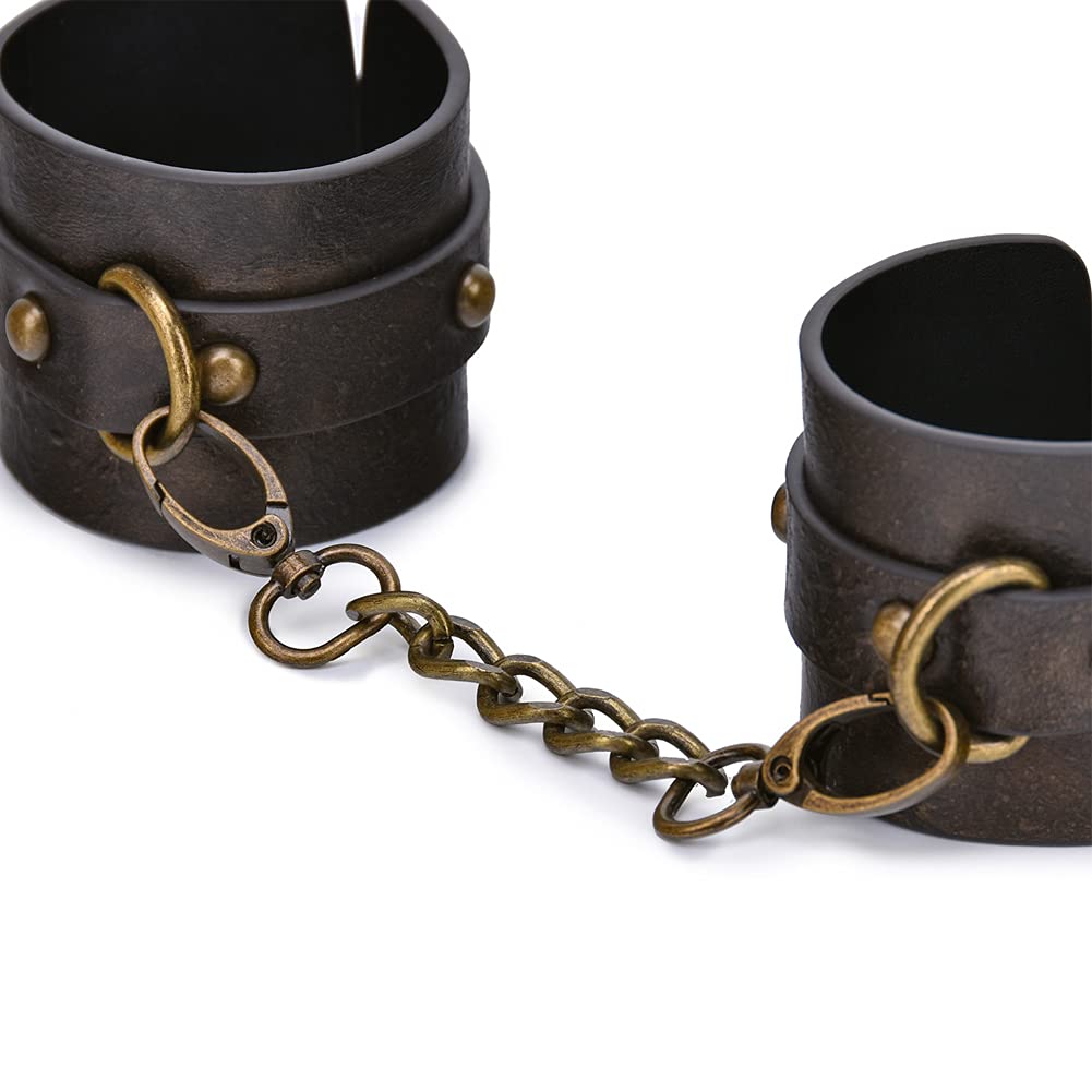 Premium Adjustable Bondage Handcuffs & Ankle Cuffs Set with Metal Chain - BDSM Restraints Kit for Couples, Adults & Beginners - Perfect for Role Play, Fetish Exploration & Spicing Up Intimacy