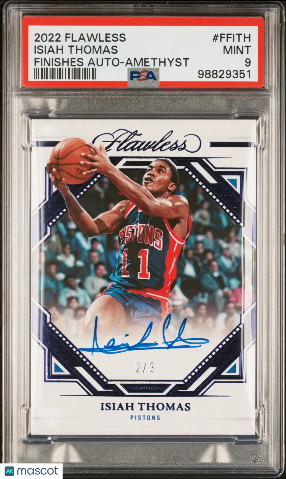 2022 Panini Flawless Flawless Finishes Auto Amethyst Isiah Thomas PSA 9 /3 - Rare Basketball Trading Card for Collectors & Investors - Perfect for Display, Gifting, and Sports Memorabilia Collections
