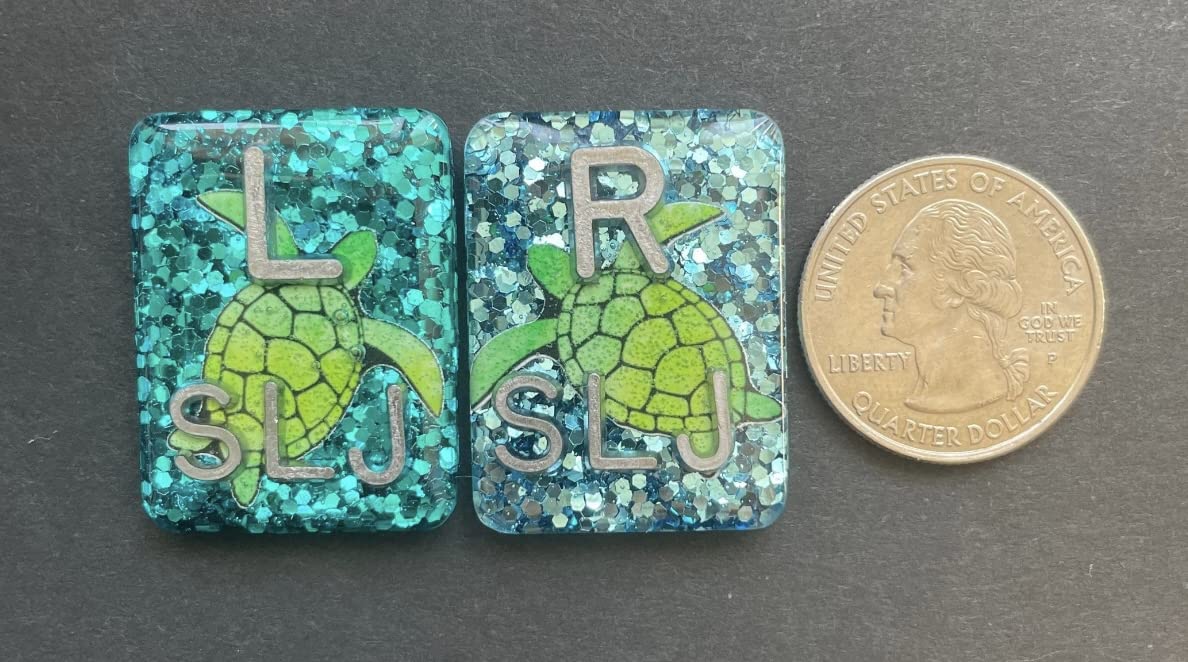 Sea Turtle X-ray Markers - Personalized with 2 or 3 Initials, Rectangle Shape, Glitter Finish - Perfect for Radiologists, Veterinary Clinics & Medical Students