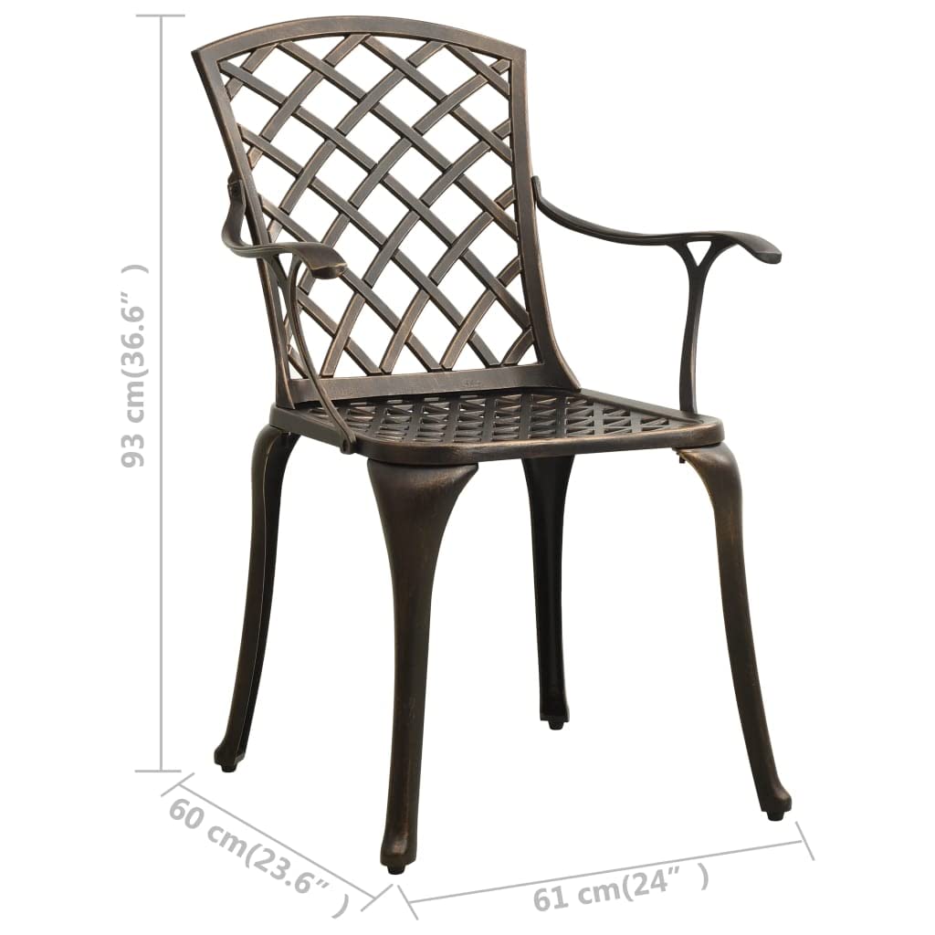 2-Piece Cast Aluminum Patio Chairs Set - Bronze Outdoor Furniture for Garden, Deck, Balcony & Poolside - Weather-Resistant Seating for Relaxing & Entertaining