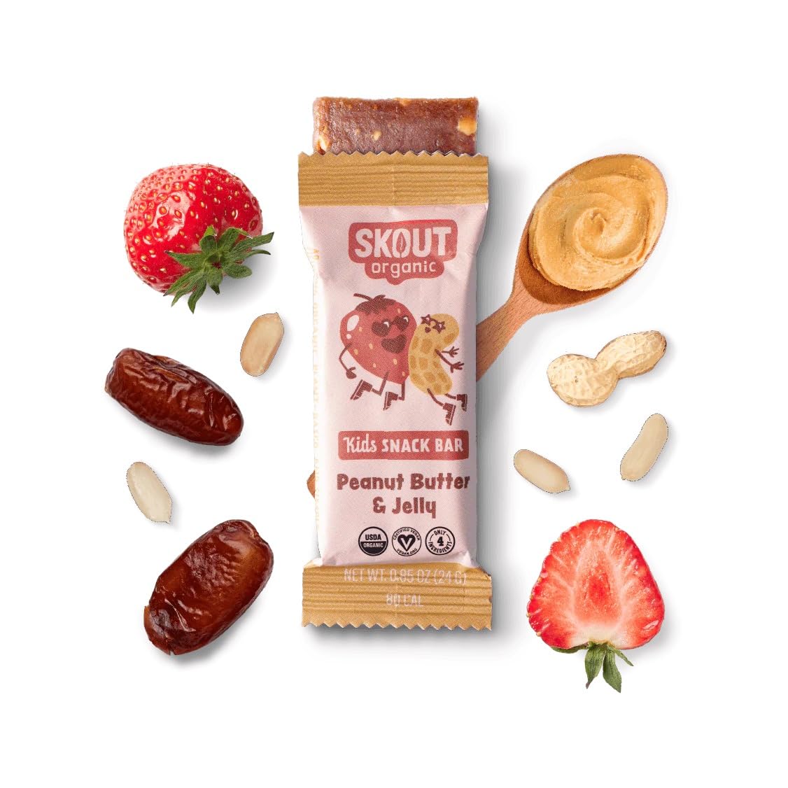 Organic Peanut Butter & Jelly Snack Bars for Kids - 18 Pack | Vegan, Gluten-Free, Dairy-Free | Healthy School Lunch & After-School Snacks | Plant-Based Nutrition with No Refined Sugar | Perfect for Lunchboxes, Road Trips & Outdoor Activities