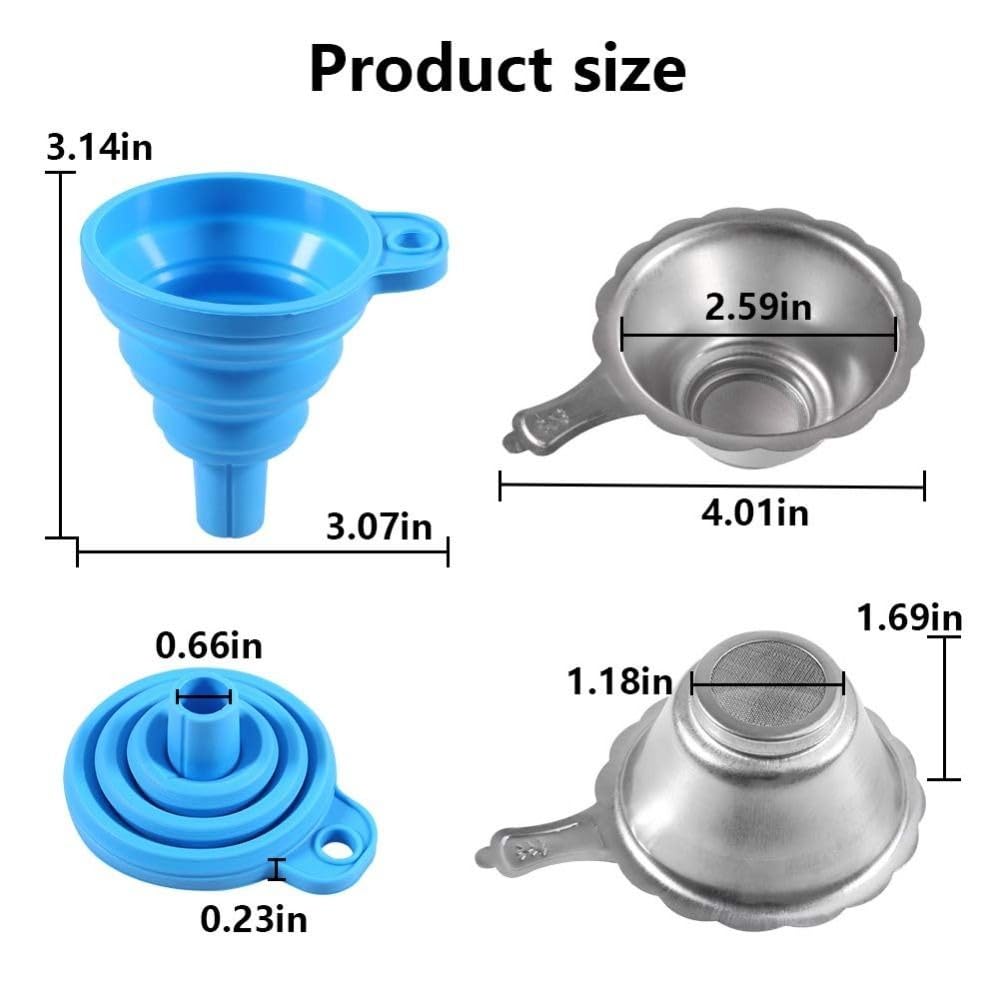 Premium 3D Printer Resin Filter Kit - Silicone Collapsible Funnel with Stainless Steel Mesh for Easy Resin Recycling | Perfect for SLA/DLP 3D Printing & Jewelry Making