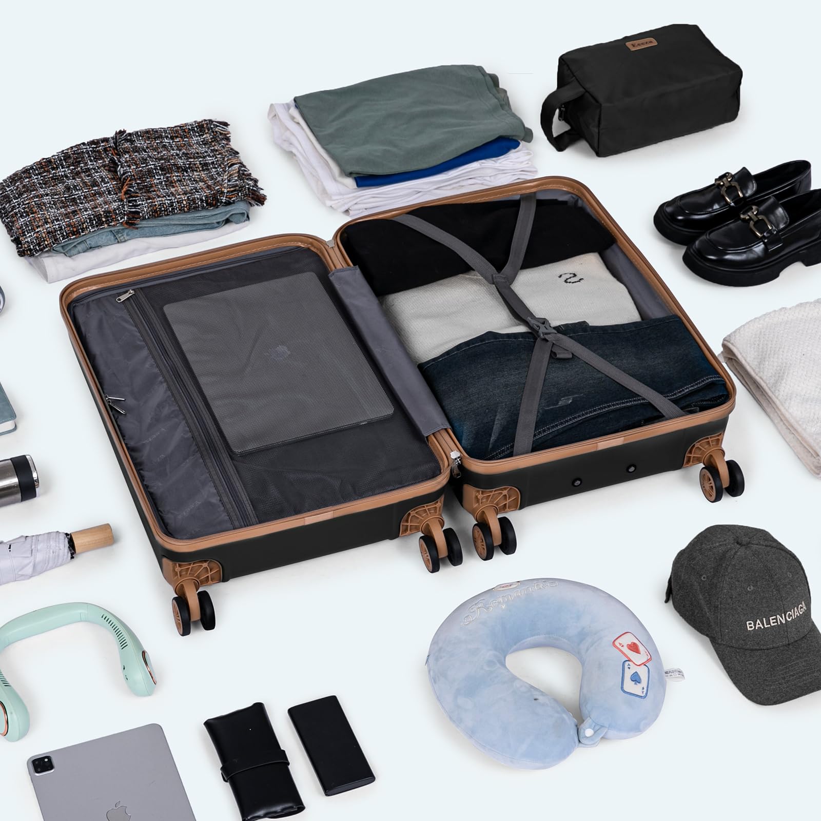 5-Piece ABS Hard Shell Luggage Set with Spinner Wheels & TSA Lock - 20/24/28 Inch Carry-On Suitcases for Travel, Business Trips & Family Vacations