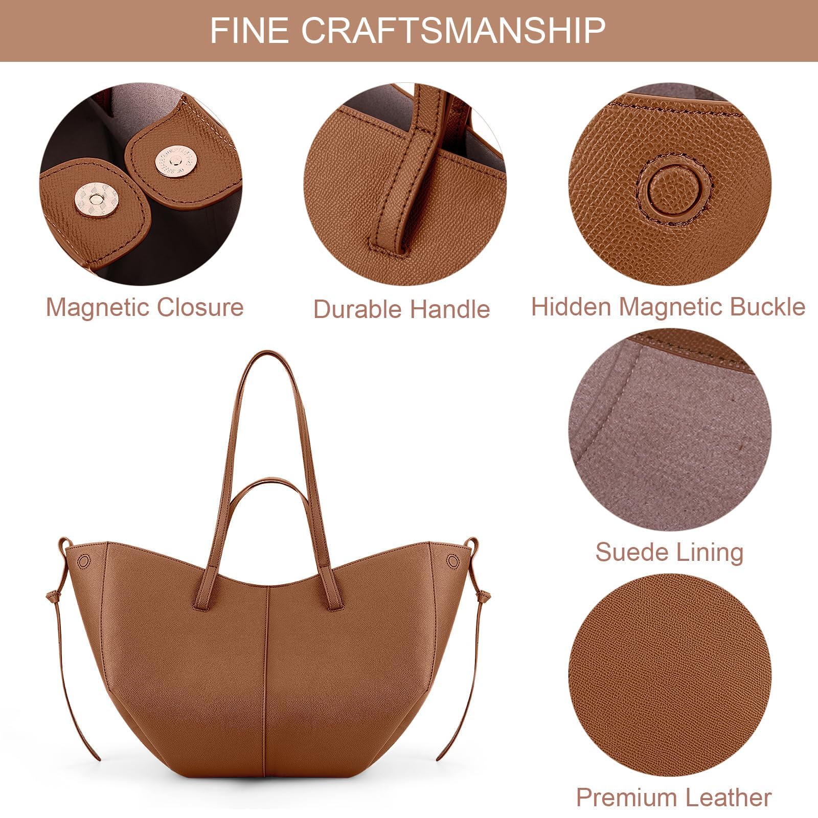 Stylish Faux Leather Tote Bag for Women - Trendy Work Handbag with Magnetic Closure | Perfect for Office, Travel & Everyday Use