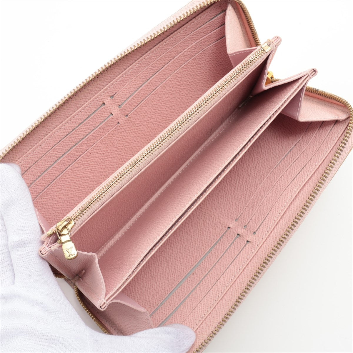 Louis Vuitton Damier Azur Zippy Wallet in Rose Ballerine - Luxury Women's Compact Zip Around Wallet for Everyday Use & Travel Essentials