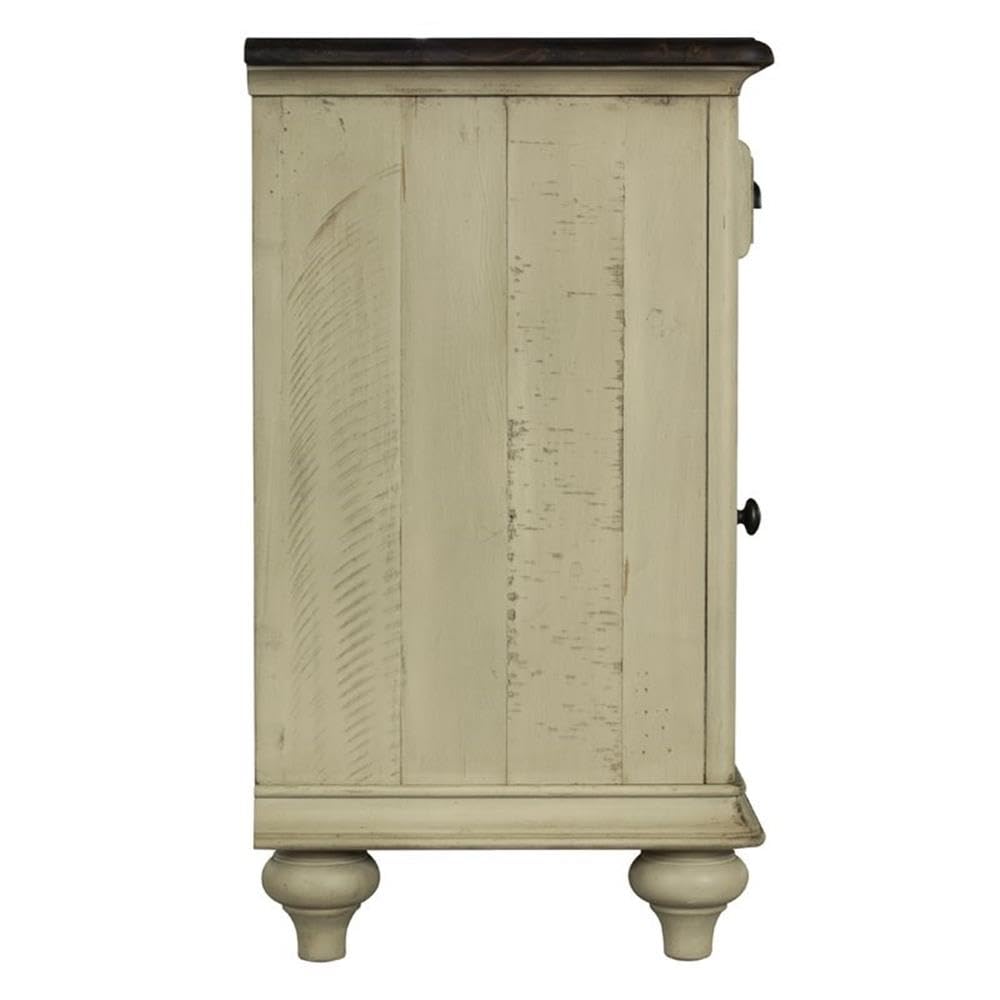 Sunset Trading Shades of Sand Wood Nightstand - Cream Puff & Walnut Brown Finish | Bedside Table for Bedroom, Living Room, or Guest Room