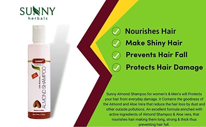 Organic Almond & Aloe Vera Shampoo for Hair Growth - Strengthens Hair Follicles, Reduces Hair Fall, Adds Shine & Volume - Sulfate-Free Formula for Dry/Damaged Hair - Perfect for Daily Use at Home & Salon