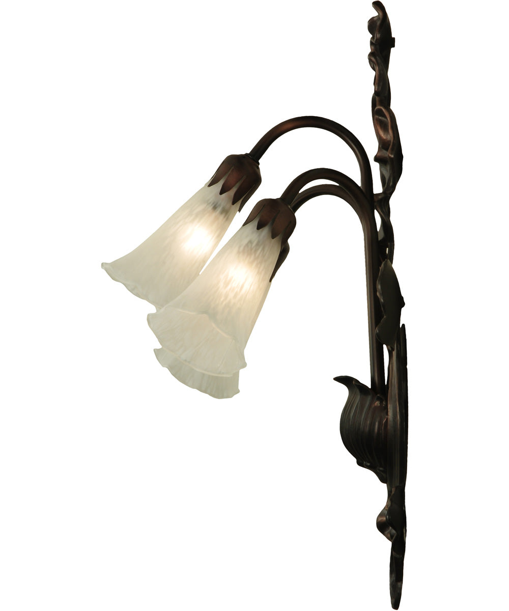11W White Pond Lily 3-Light Wall Sconce in Mahogany Bronze - Perfect for Bedroom, Living Room, and Hallway Lighting Decor