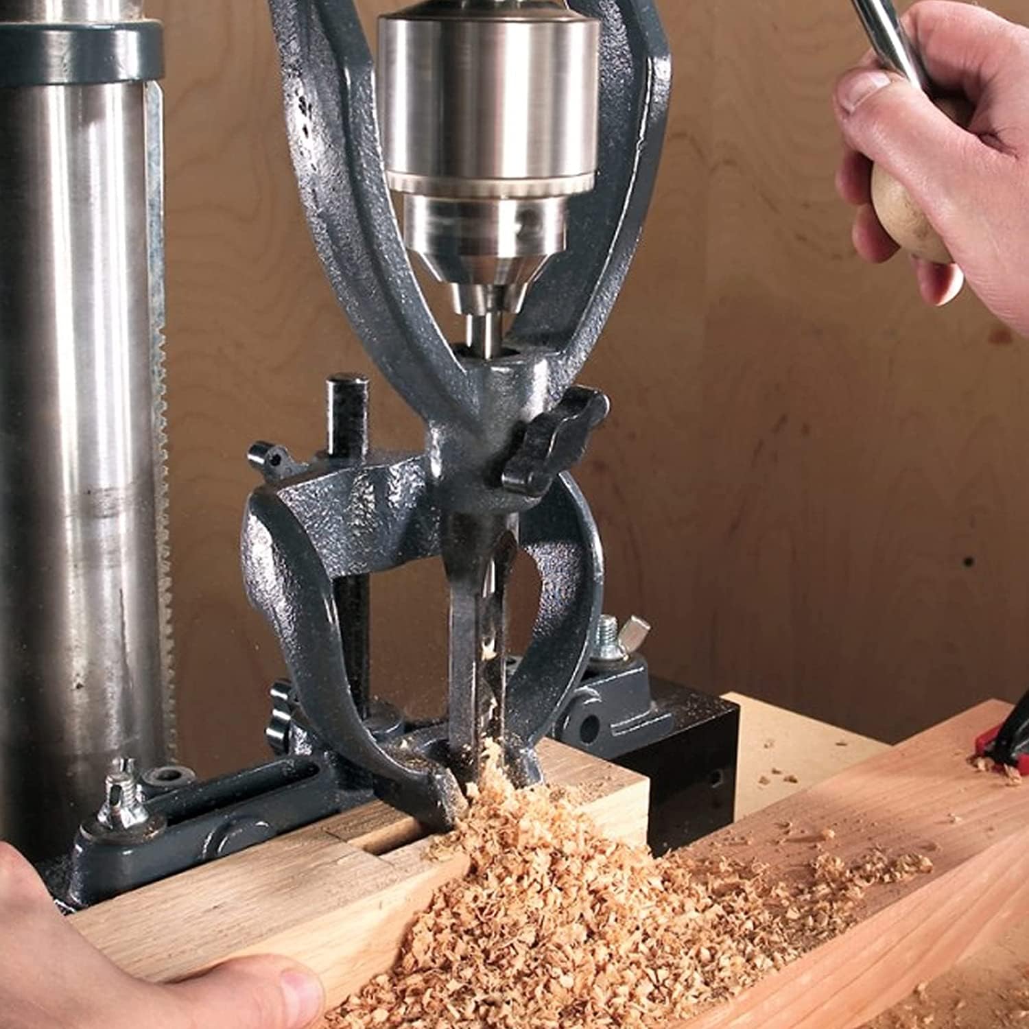 **Bench Drill Locator Set - Woodworking Mortising Square Hole Chisel & Drilling Machine Guide Tool for Tenoning & Mortise Attachment (No Bench Drill Included) - Perfect for DIY Woodworking & Furniture Making**