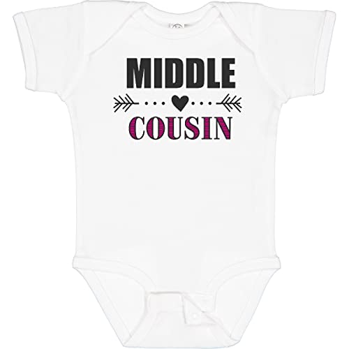 Inktastic Middle Cousin with Heart Arrow Baby Bodysuit - Cute Cousin Matching Outfit for Family Photos & Special Occasions