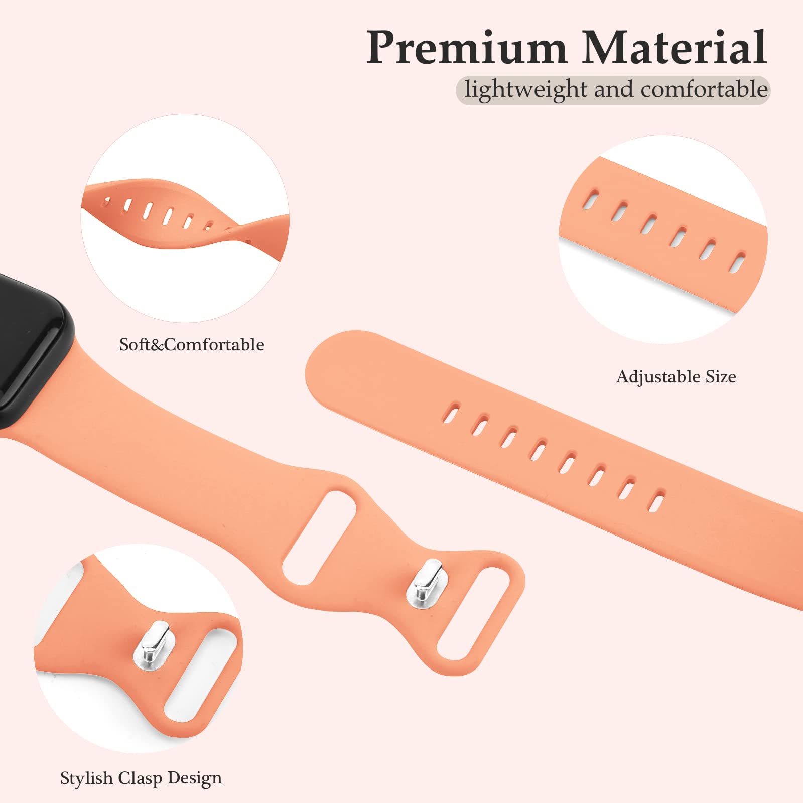 Premium Soft Silicone Sport Replacement Bands for Apple Watch 38mm 40mm 41mm 42mm 44mm 45mm 49mm - Compatible with iWatch Ultra 2/Ultra/SE/Series 9/8/7/6/5/4/3/2/1 - Durable Strap for Women & Men - Perfect for Workouts, Running & Daily Wear