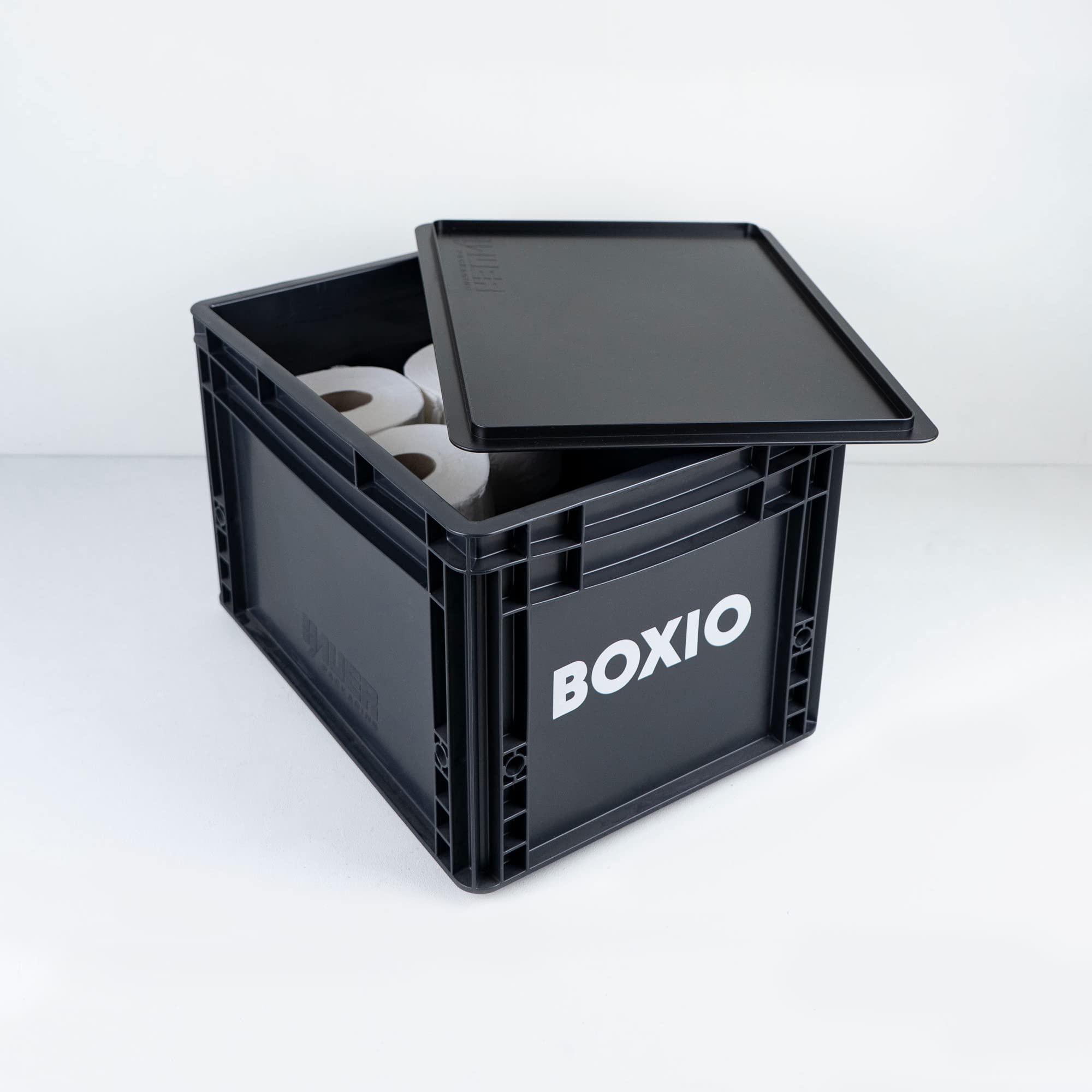 BOXIO SOLO - Stackable Plastic Storage Box with Lid, 40 x 30 x 28 cm Eurobox Container for Camping, Boating, Basement & Garden Organization | Durable & Space-Saving Storage Solution