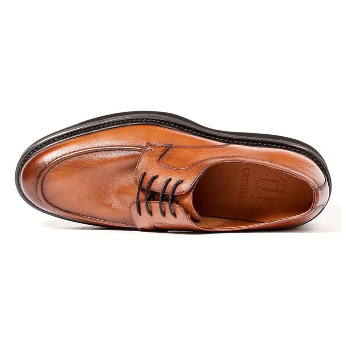 Premium Men's Genuine Leather Oxford Dress Shoes - Business Casual & Formal Slip-On Loafers with Heightened Sole - Perfect for Office, Weddings & Special Occasions