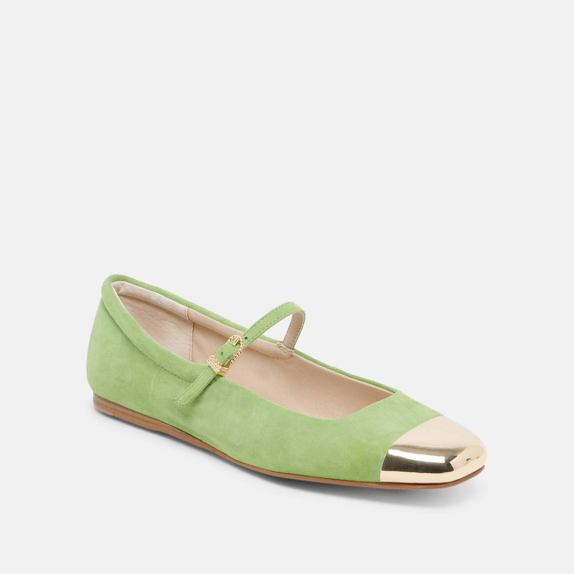 REYES Toe Cap Ballet Flats - Lime Suede Women's Shoes | Comfortable & Stylish for Work, Casual Wear & Dance