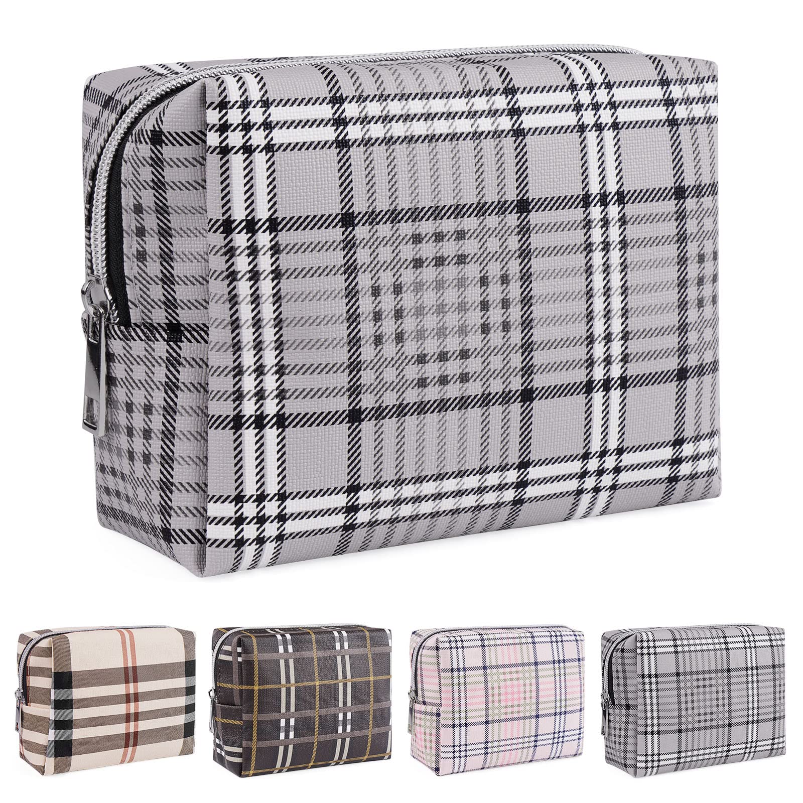 MAANGE Small Makeup Bag for Women - PU Leather Travel Cosmetic Pouch with Zipper, Portable & Versatile Purse Organizer | Perfect for Travel, Gym & Daily Essentials (Style 01)