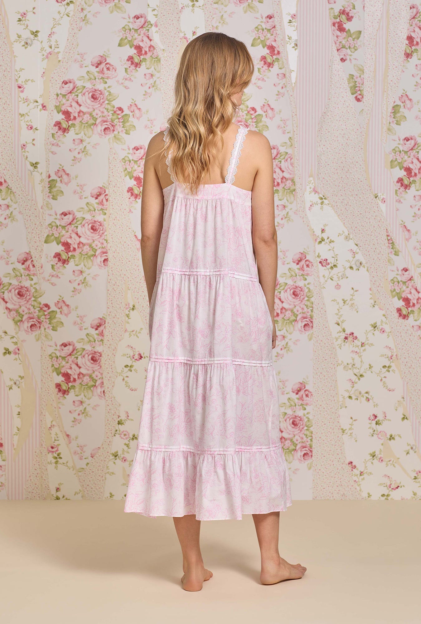Camille Blush Bloom Cotton Lawn Nightgown - Soft & Breathable Sleepwear for Women | Perfect for Summer Nights & Relaxing at Home