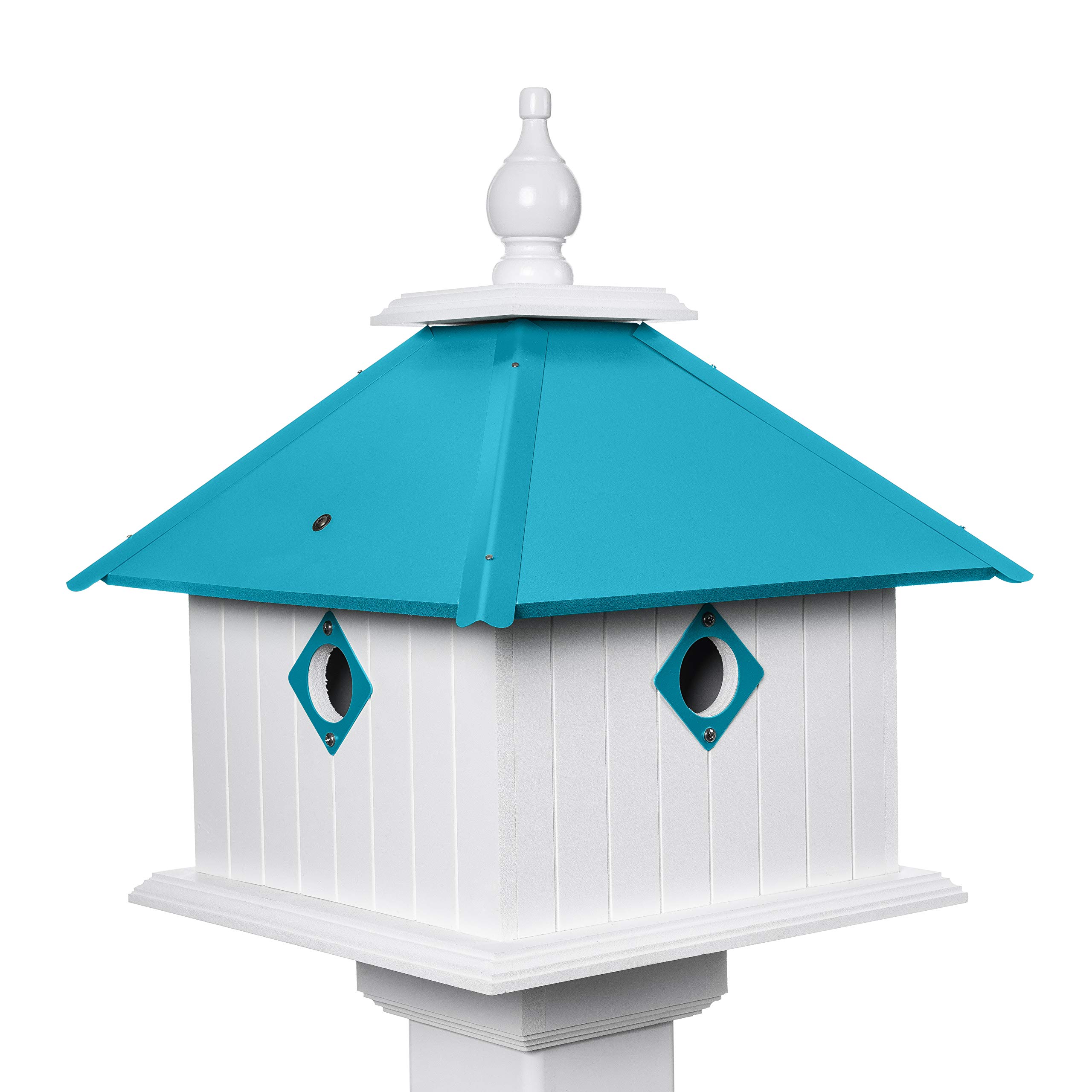 Premium Jasmine Bird House in Lagoon Blue - Handcrafted Wooden Birdhouse for Outdoor Garden Decor - Attract Birds to Your Backyard or Patio