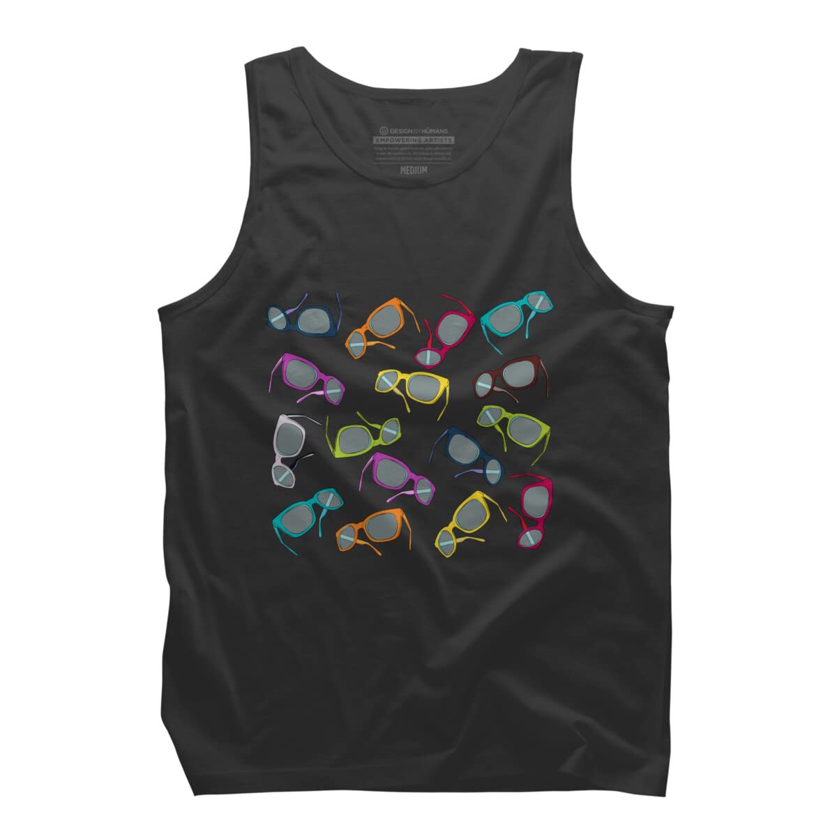 Design By Humans Men's Hipster Glasses Graphic Tank Top - Stylish Casual Tee for Summer Outfits & Music Festivals
