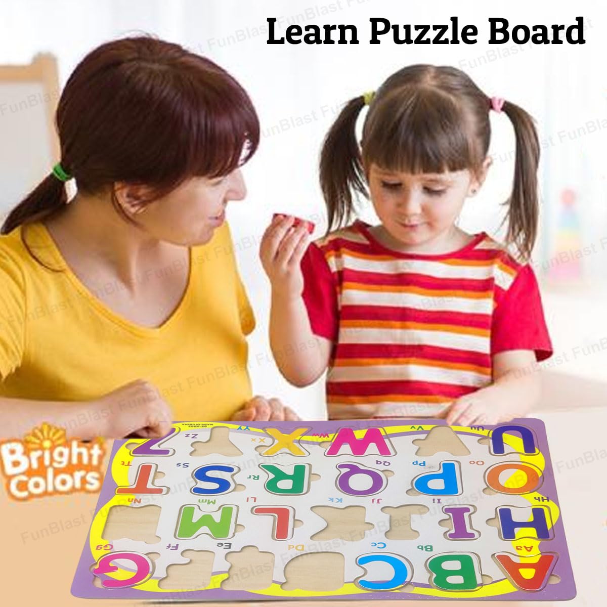 FunBlast ABC Learning Board - Montessori Alphabet Puzzle Toy for Kids 3+ Years | Educational Letter Learning Game for Toddlers & Preschoolers | Perfect for Homeschooling & Early Childhood Development