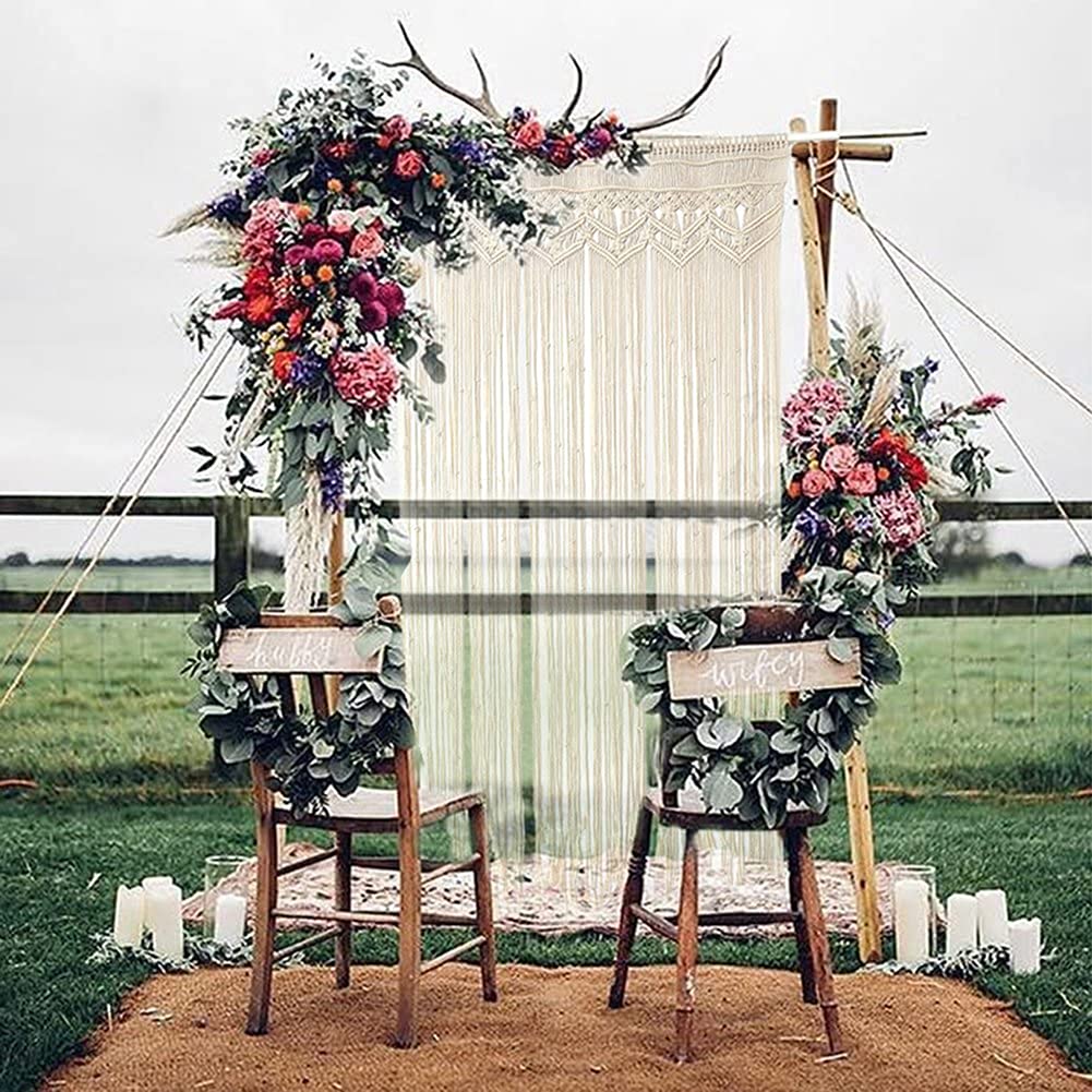 Handwoven Bohemian Macrame Wall Hanging Tapestry - Cotton Room Divider, Window & Door Curtain Decor - Perfect for Wedding Backdrops, Living Room & Bedroom Boho Decor