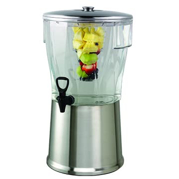 Service Ideas CBDRT5SS 5-Gallon Round Beverage Dispenser with Plastic Container, Optional Infuser Tube & Stainless Steel Base - NSF Certified for Parties, Events & Catering