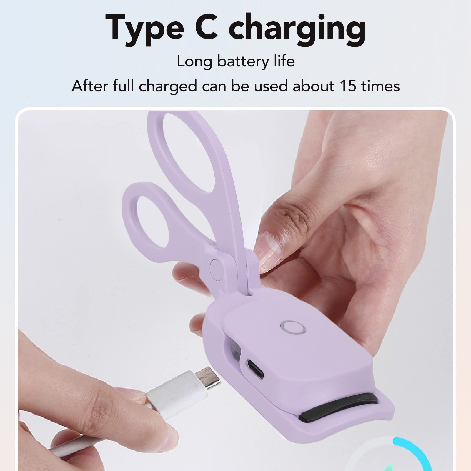 USB Heated Eyelash Curler - Portable Electric Lash Curling Tool with Smart Temperature Control & Fast Charging | Perfect for Home, Travel & Daily Makeup Routine (Purple)