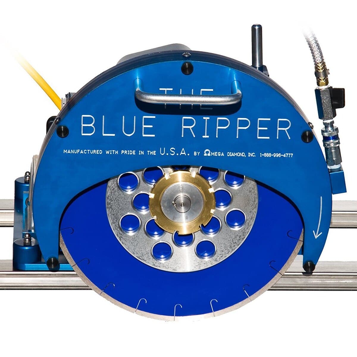 3 HP Blue Ripper Rail Saw with Diamond Blades - Professional Cutting Tool for Concrete, Tile, and Masonry - Perfect for Construction and DIY Projects