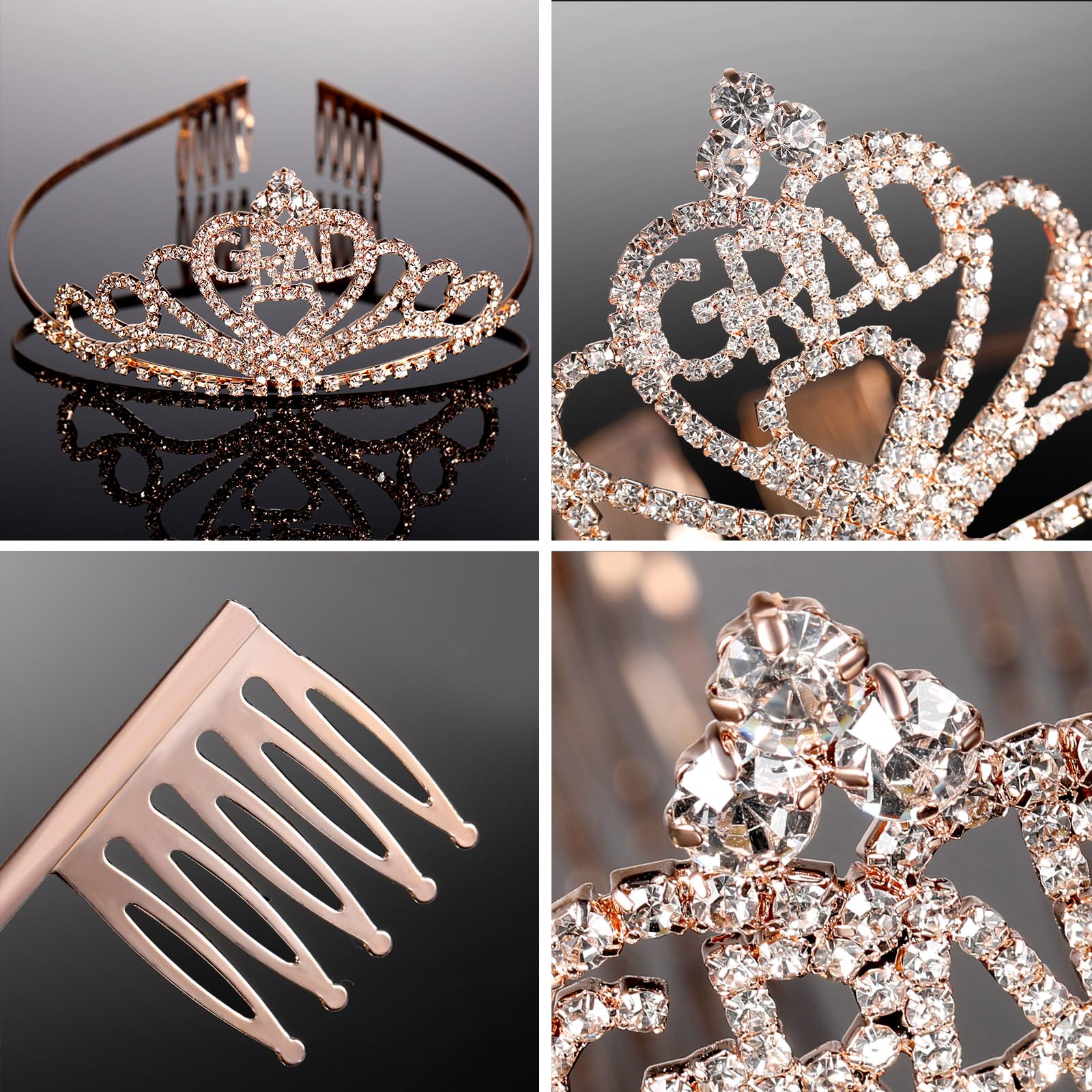 Yinkin Class of 2025 Graduation Party Supplies Set - Gold Glitter Tiara & Satin Sash Kit - Perfect Graduation Gifts for Women - Great for 2025 Graduation Ceremonies, Photo Shoots & Celebration Parties